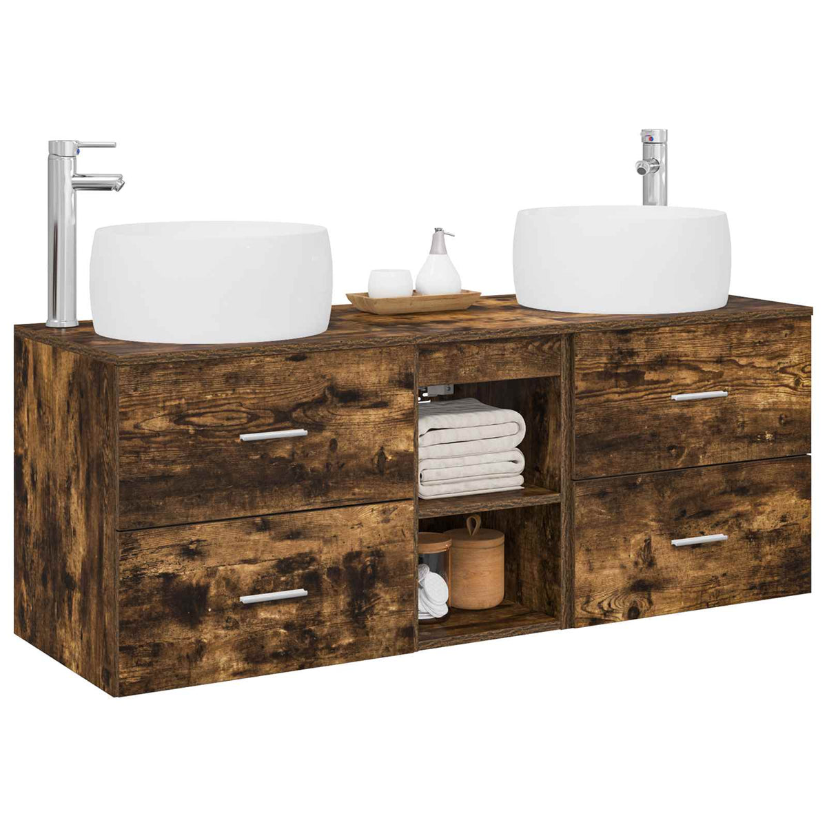 Set namještaja za kupaonicu 3 kom. Dimljeni hrast Smeđa 49.5 x 44.5 x 66 cm
