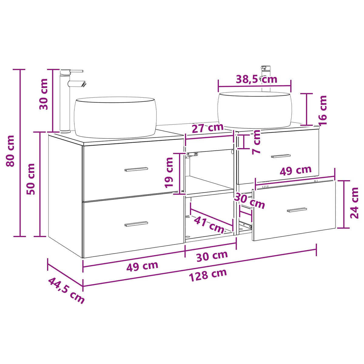 Set namještaja za kupaonicu 3 kom. Dimljeni hrast Smeđa 49.5 x 44.5 x 66 cm
