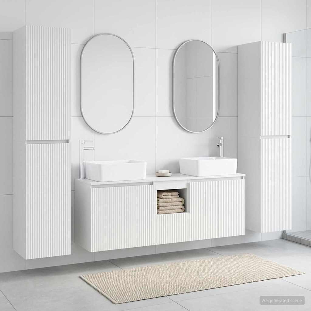 Set namještaja za kupaonicu 5 kom. Bijela visokog sjaja 33 x 34.5 x 160 cm