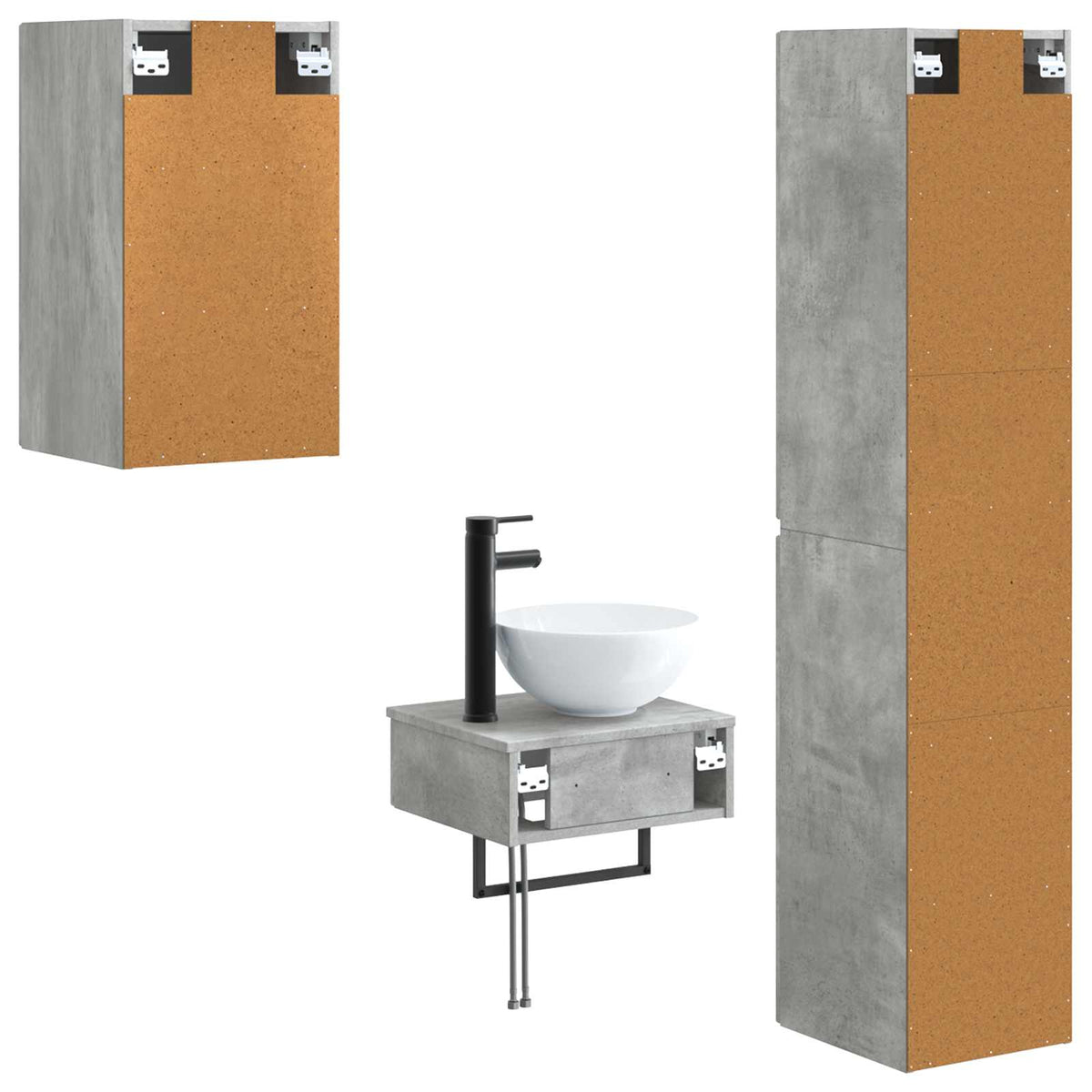 Set namještaja za kupaonicu 3 kom. Betonska siva 33 x 34,5 x 160 cm