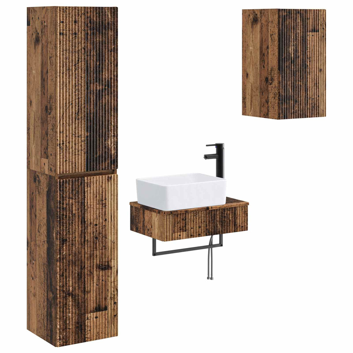 Set namještaja za kupaonicu 3 kom. Staro drvo Smeđa 33 x 34.5 x 160 cm