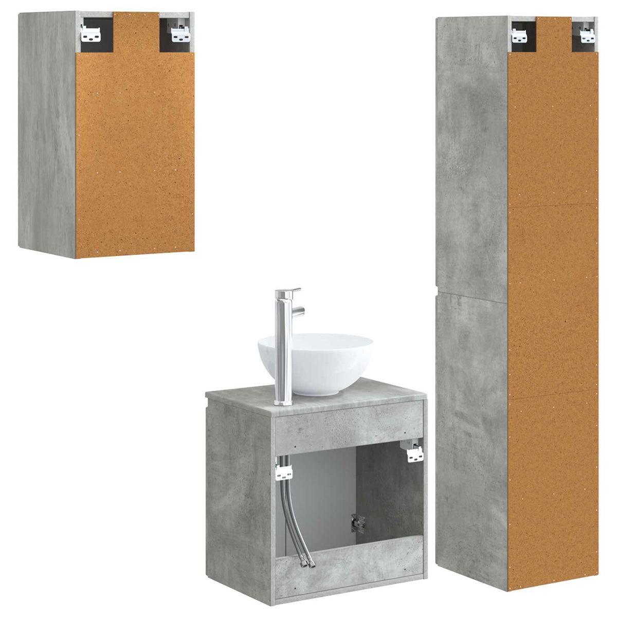 Set namještaja za kupaonicu 3 kom. Betonska siva 33 x 34,5 x 160 cm