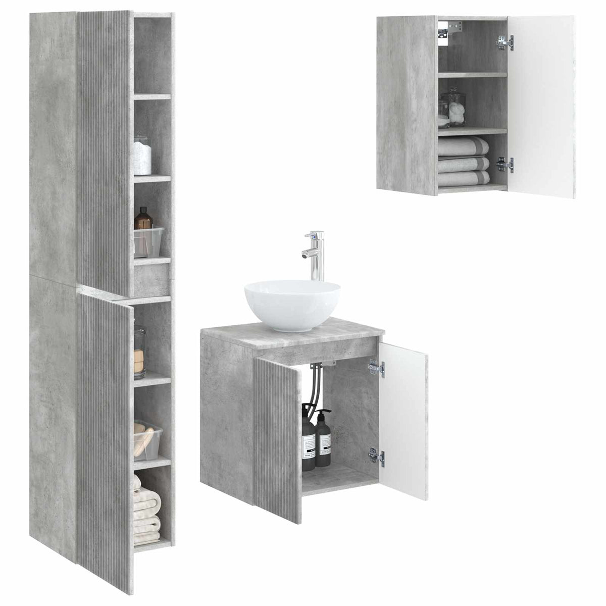 Set namještaja za kupaonicu 3 kom. Betonska siva 33 x 34,5 x 160 cm