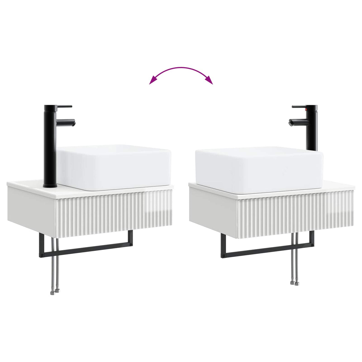 Set namještaja za kupaonicu 2 kom. Bijela visokog sjaja 33 x 34,5 x 100 cm