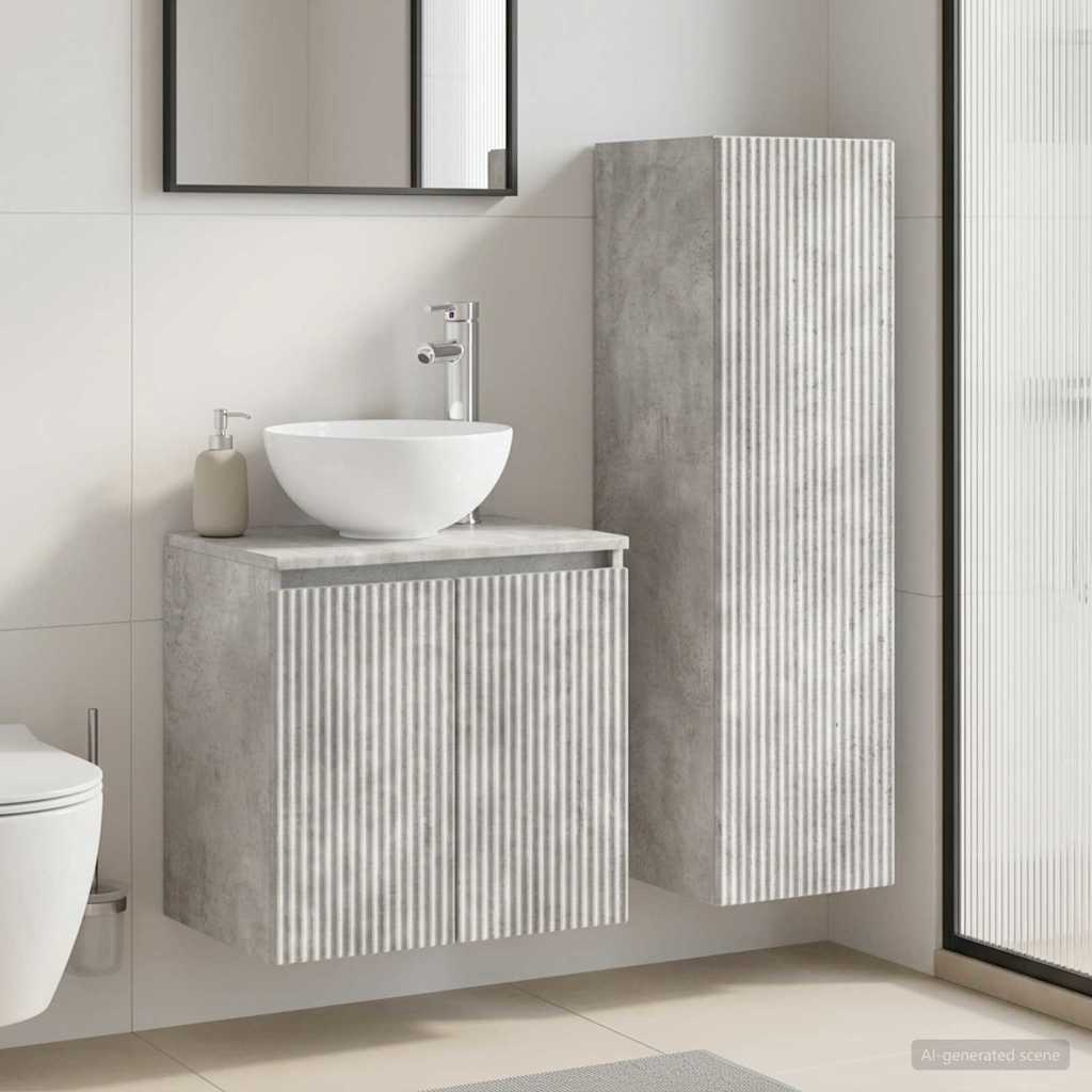 Set namještaja za kupaonicu 2 kom. Betonska siva 33 x 34,5 x 100 cm