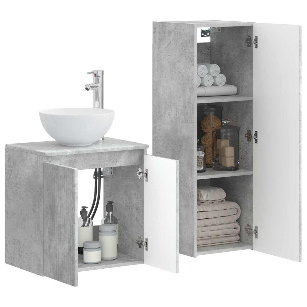 Set namještaja za kupaonicu 2 kom. Betonska siva 33 x 34,5 x 100 cm