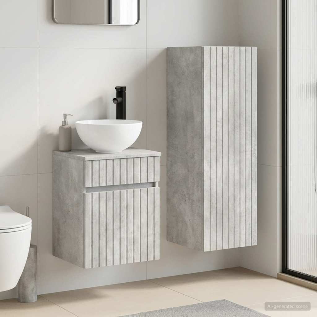 Set namještaja za kupaonicu 2 kom. Betonska siva 33 x 34.5 x 100 cm