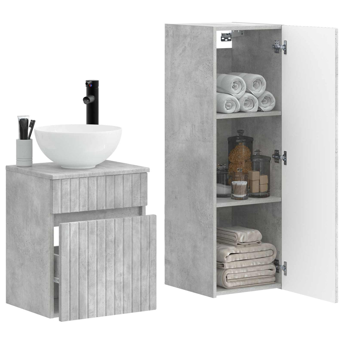 Set namještaja za kupaonicu 2 kom. Betonska siva 33 x 34.5 x 100 cm