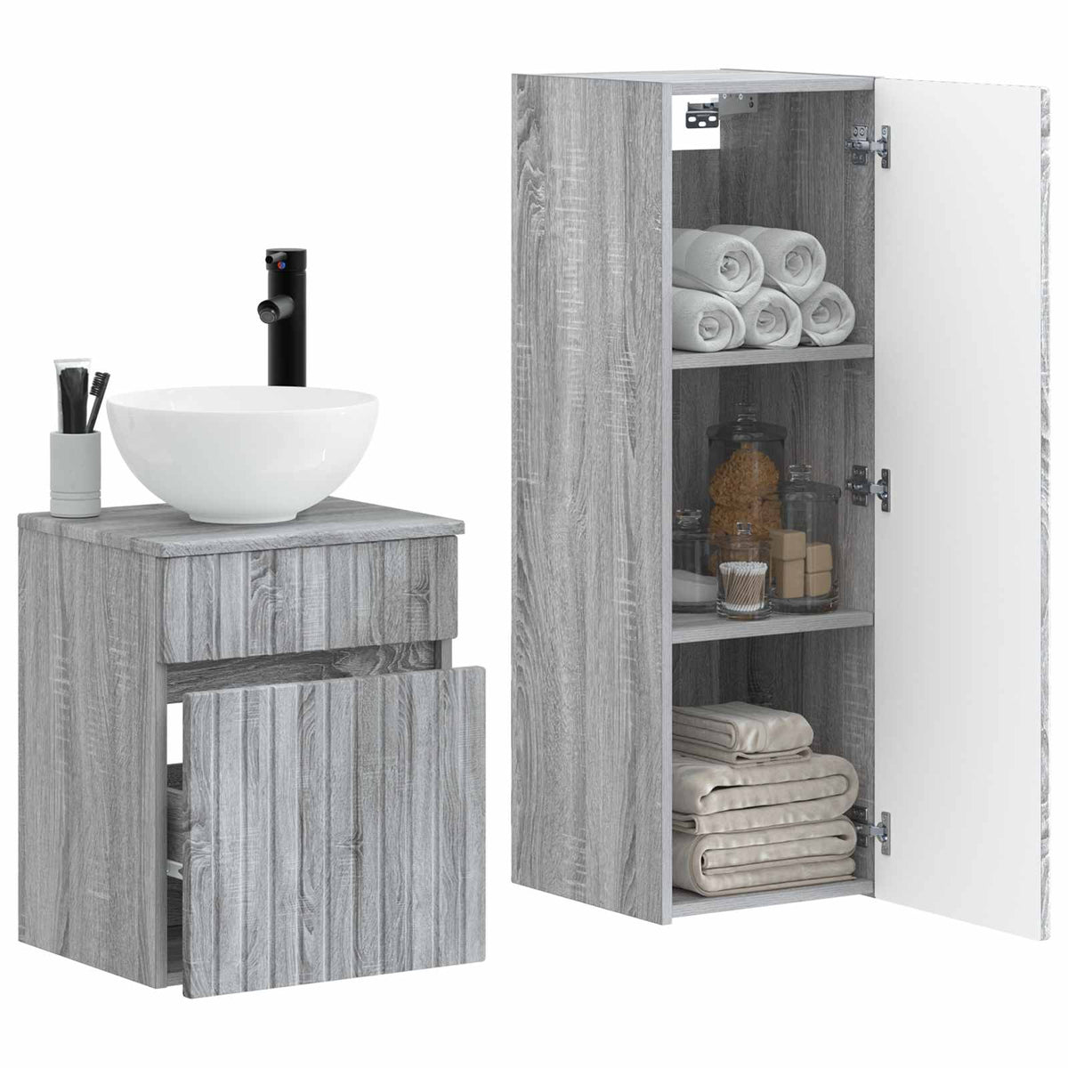 Set namještaja za kupaonicu 2 kom. Siva Sonoma 33 x 34.5 x 100 cm