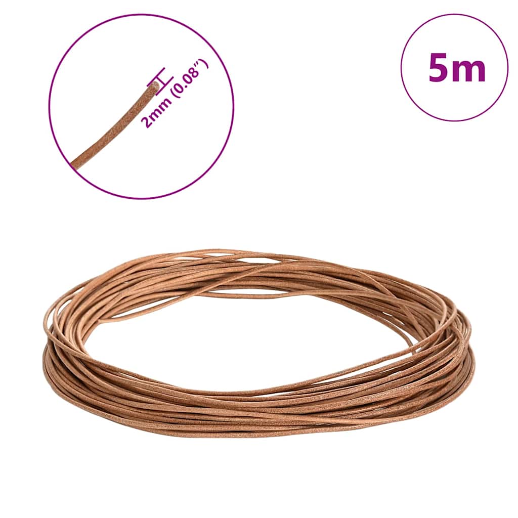 Kožni konop Smeđa Ø2 mm x 5 m Koža