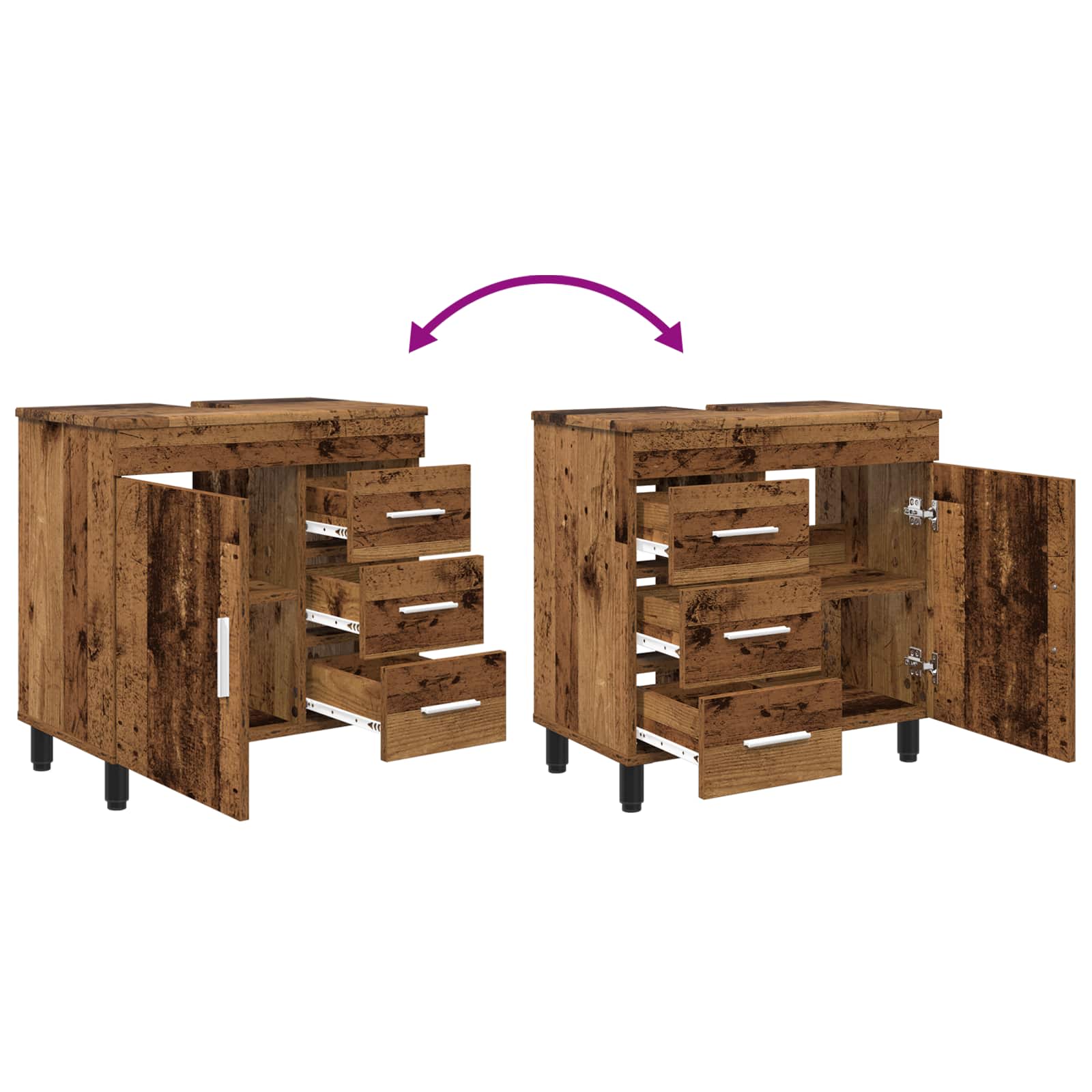 Toaletna jedinica Staro drvo 60 x 35 x 60 cm Konstruirano drvo