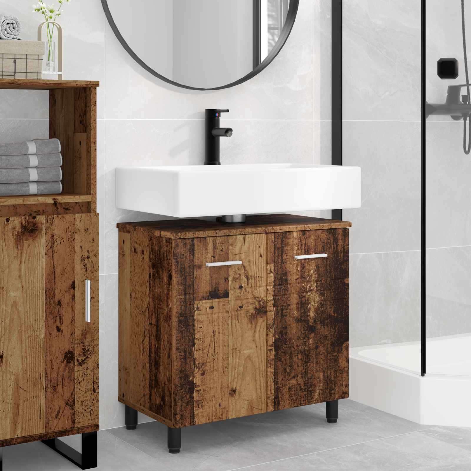 Toaletna jedinica Staro drvo 60 x 35 x 60 cm Konstruirano drvo