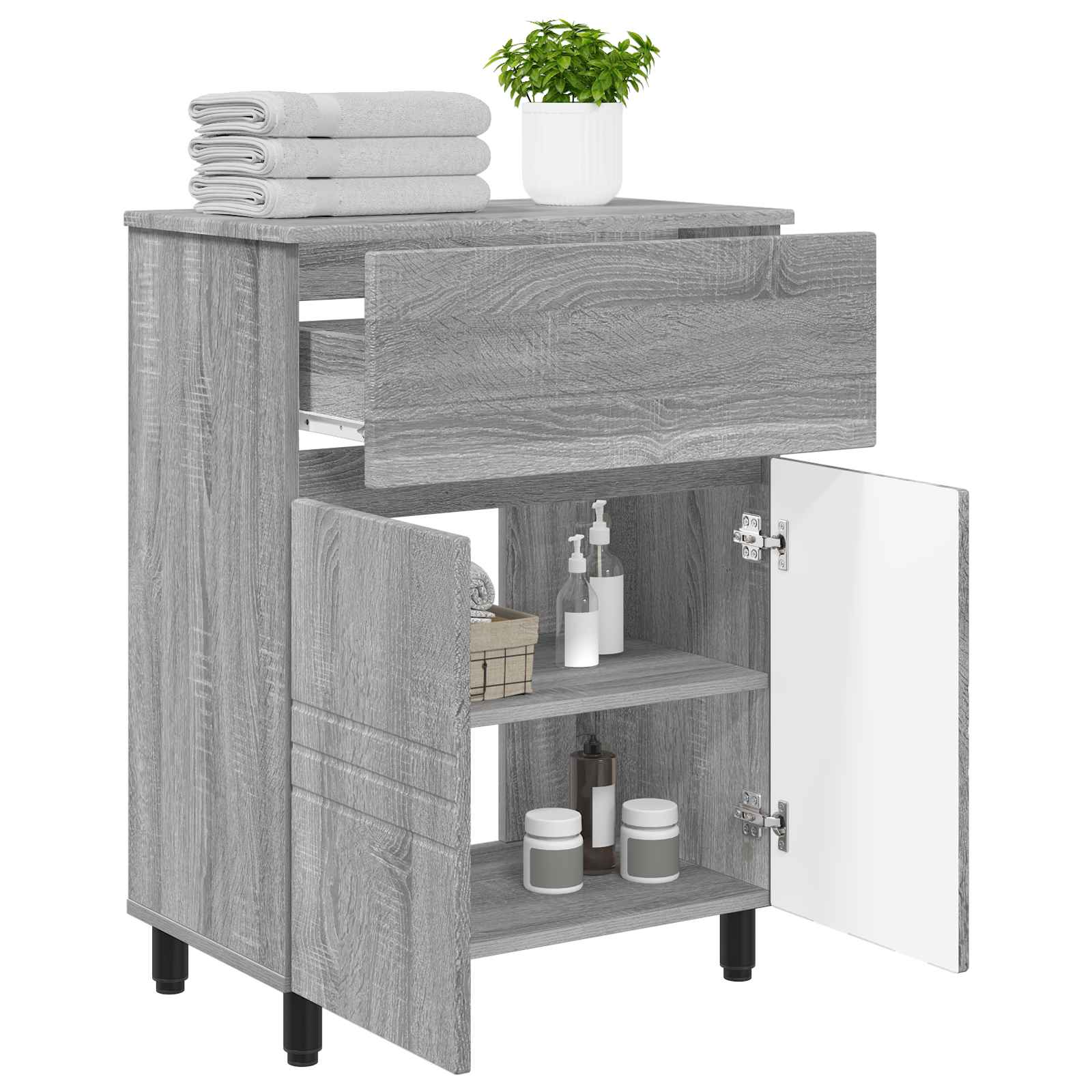 Toaletna jedinica Siva Sonoma 60 x 35 x 80 cm Konstruirano drvo