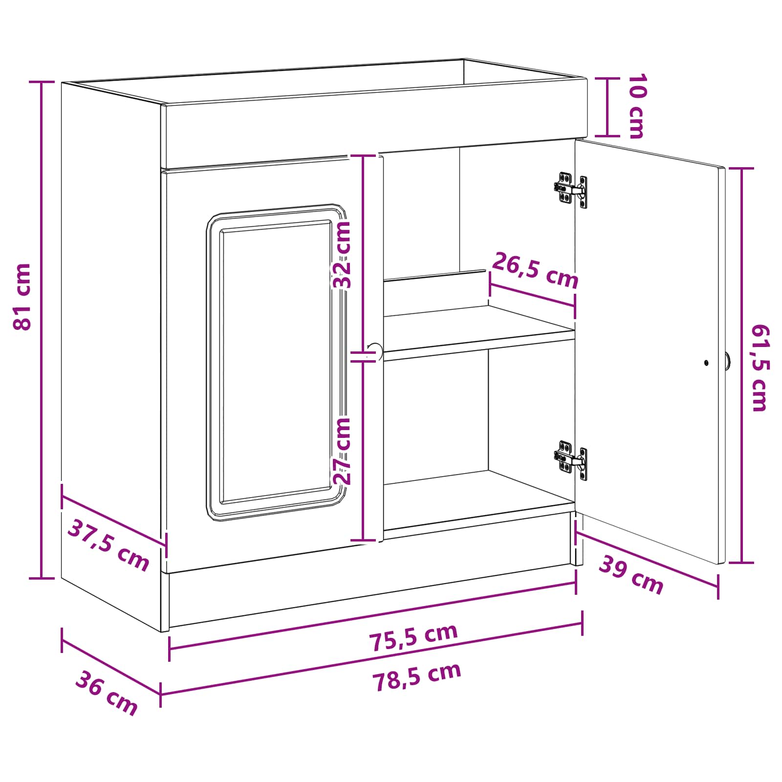 Ormarić ispod umivaonika Betonska siva 78,5 x 37,5 x 81 cm