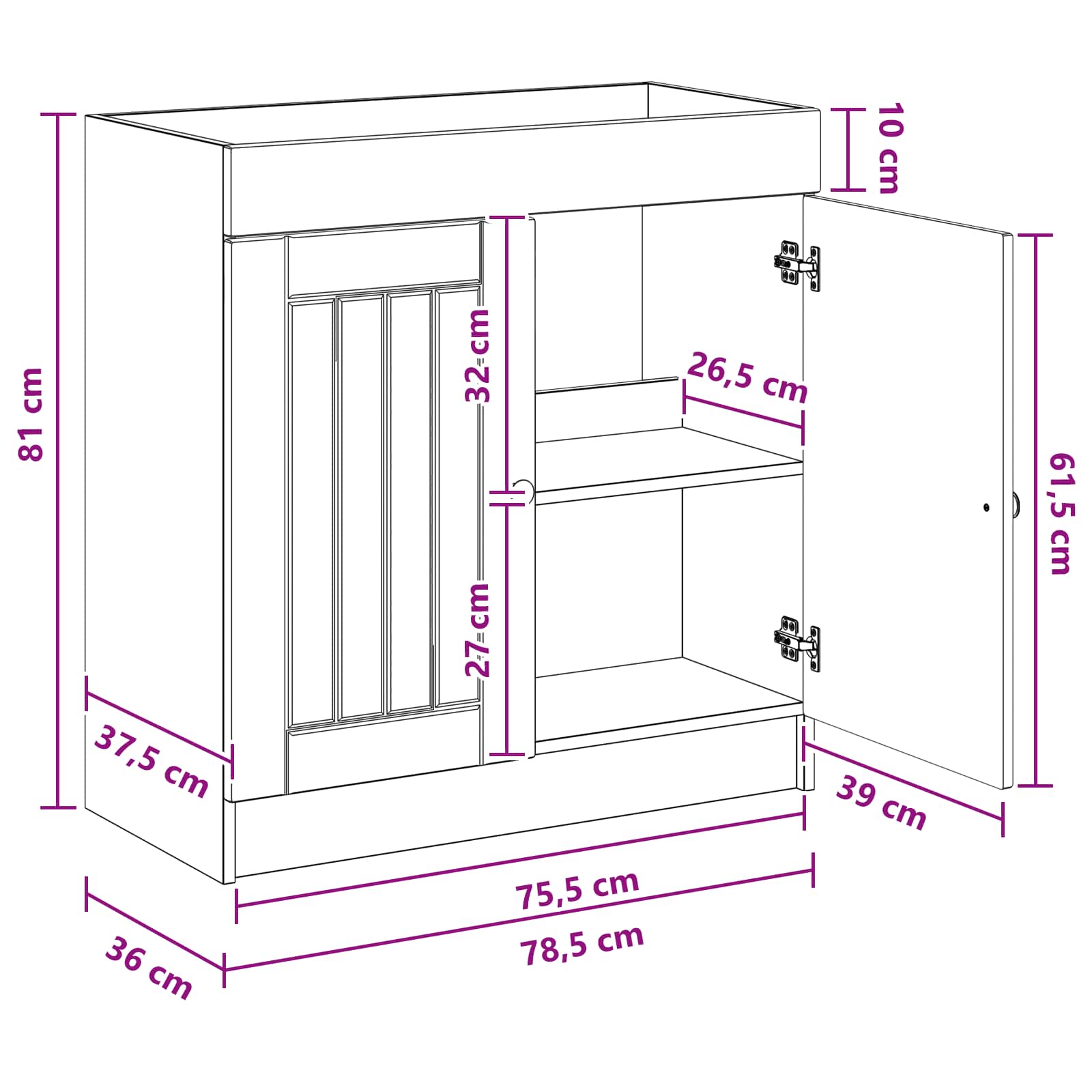 Ormarić ispod umivaonika Betonska siva 78,5 x 37,5 x 81 cm