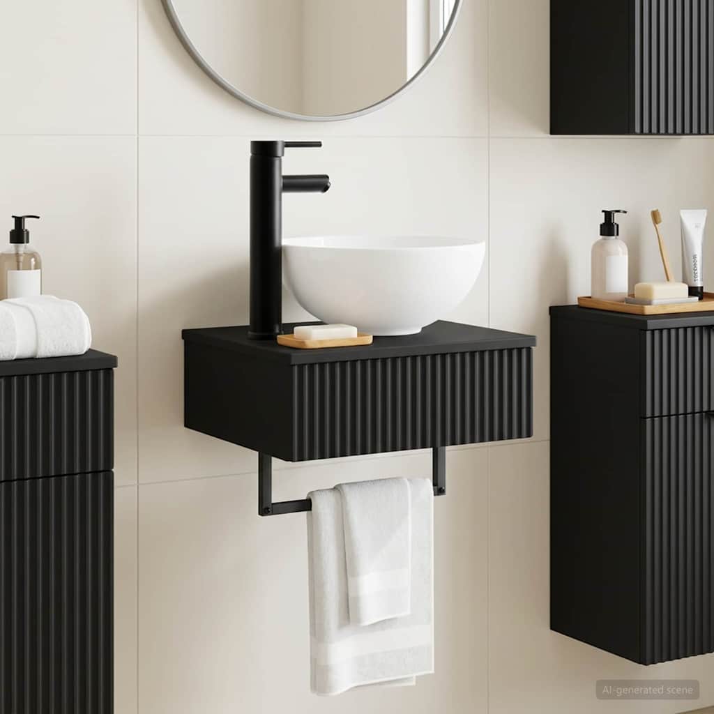 Zidni sudoper Crna 40 x 35 x 39 cm Konstruirano drvo