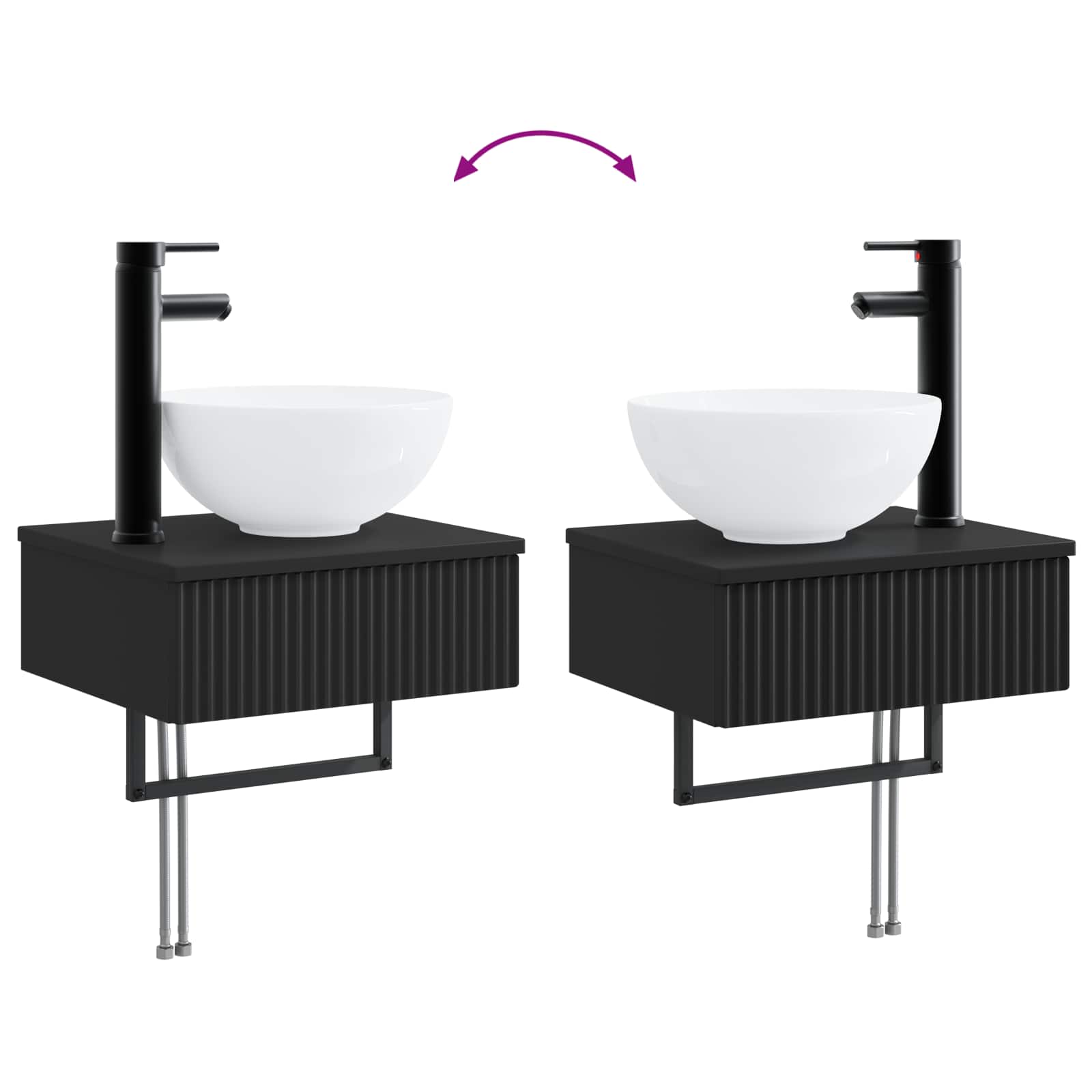 Zidni sudoper Crna 40 x 35 x 39 cm Konstruirano drvo