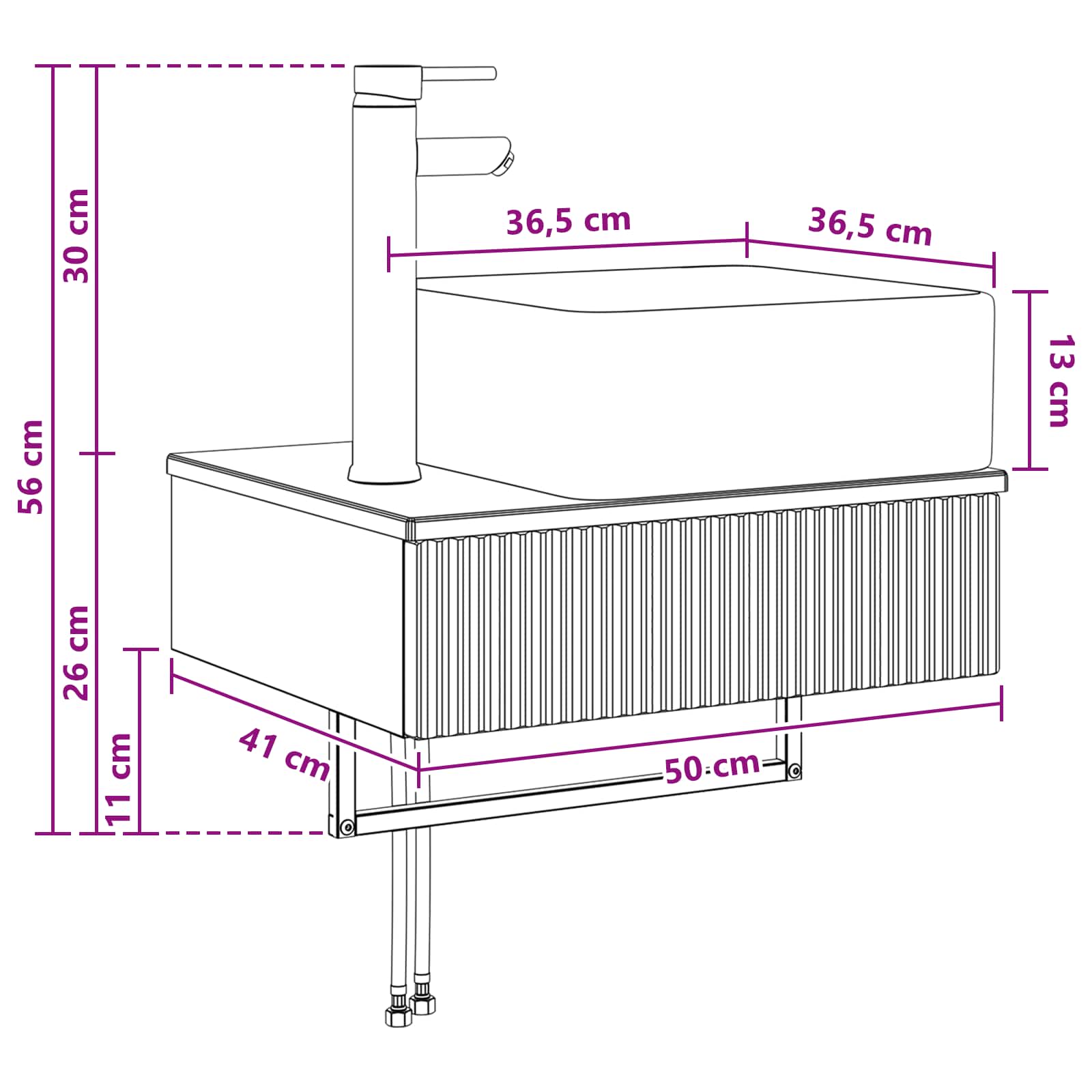 Zidni sudoper Staro drvo 50 x 41 x 39 cm Konstruirano drvo