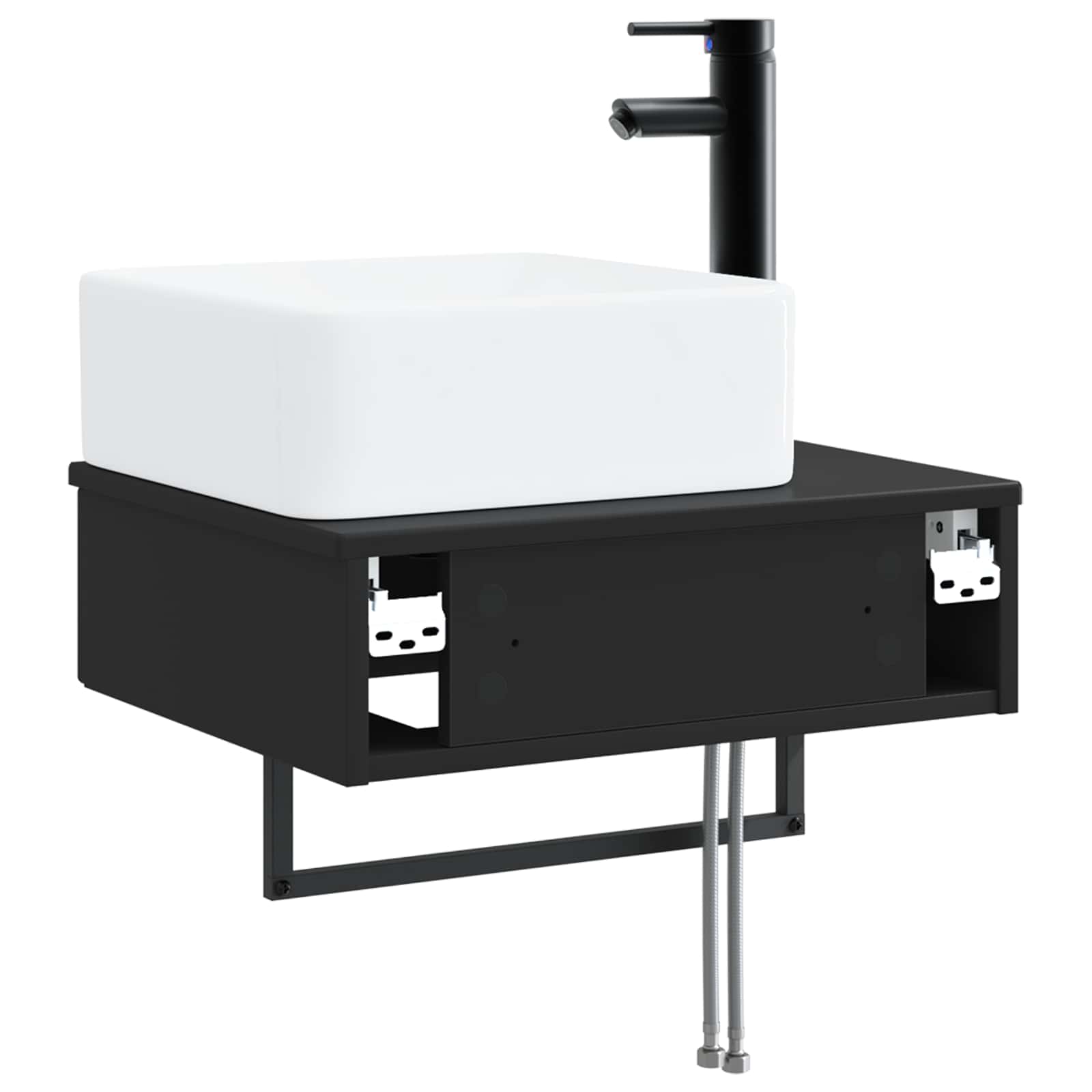 Zidni sudoper Crna 53 x 35 x 39 cm Konstruirano drvo