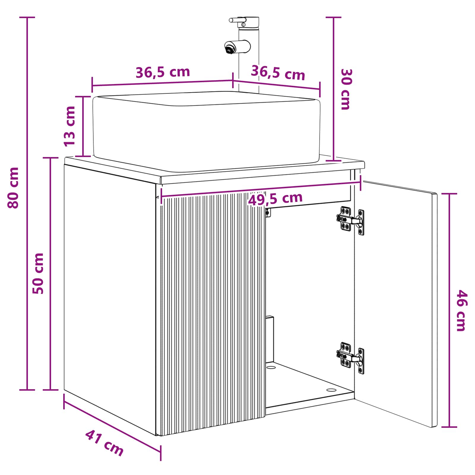 Umivaonik s policom Siva Sonoma 49,5 x 41 x 63 cm