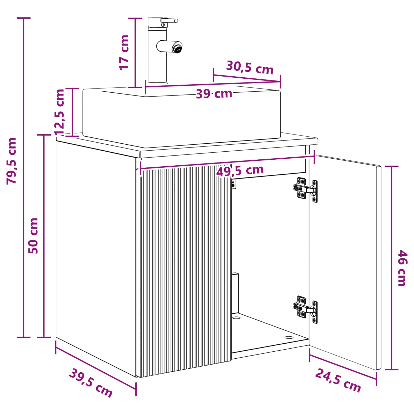Umivaonik s policom Bijela 49,5 x 41 x 62,5 cm