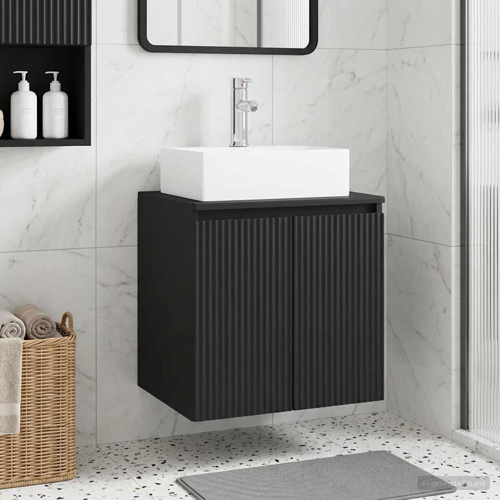 Umivaonik s policom Crna 49,5 x 41 x 62,5 cm Konstruirano drvo
