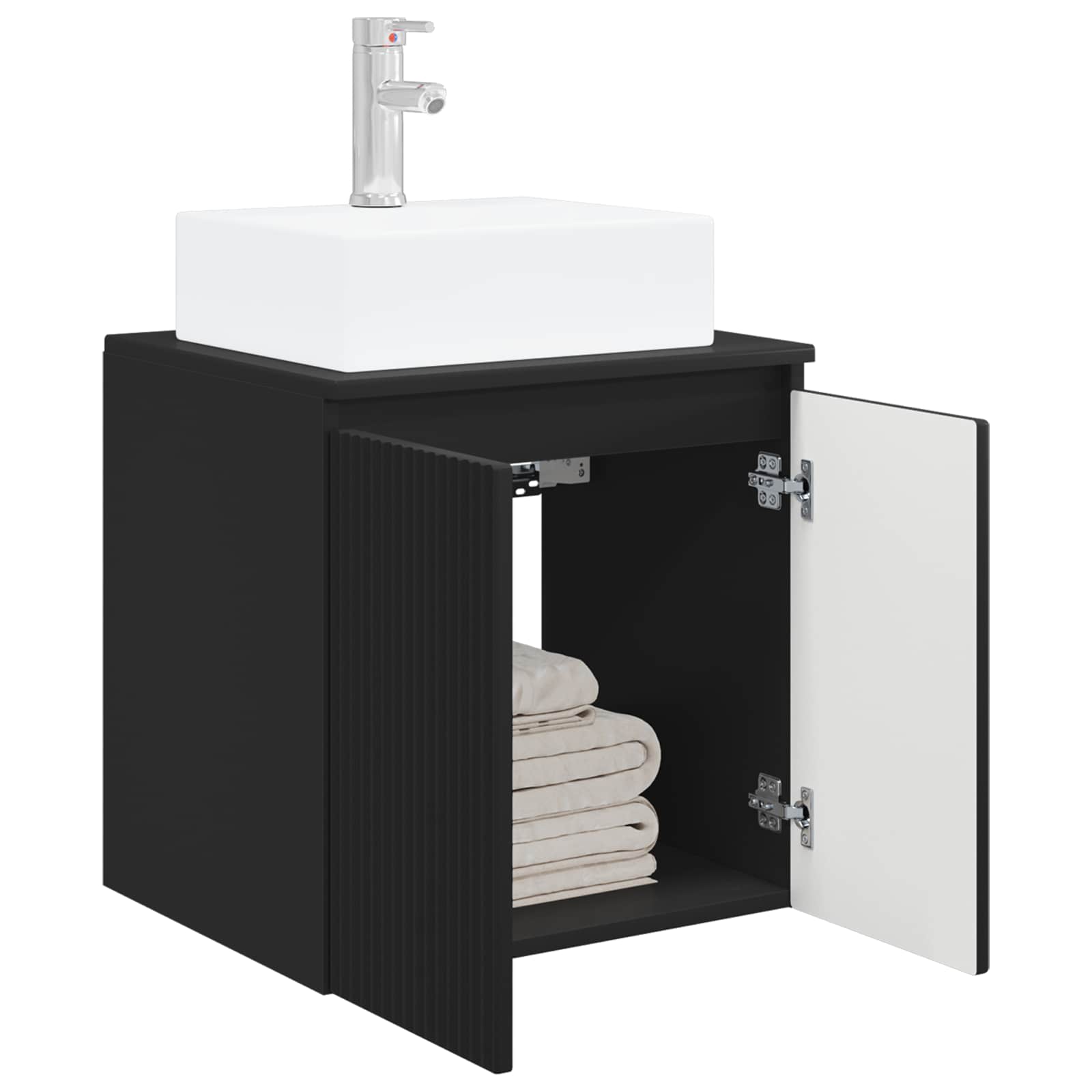 Umivaonik s policom Crna 49,5 x 41 x 62,5 cm Konstruirano drvo