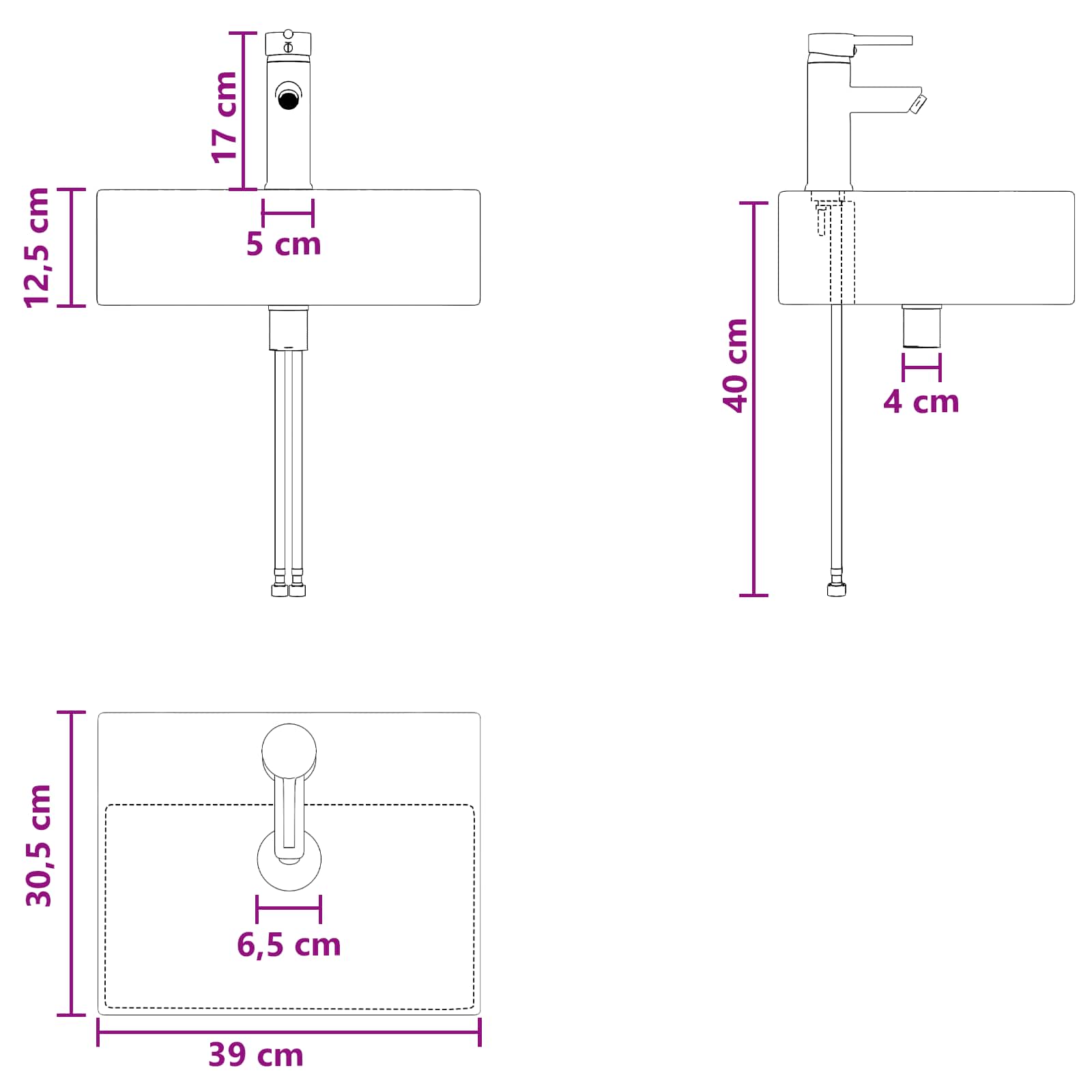 Umivaonik s policom Crna 49,5 x 41 x 62,5 cm Konstruirano drvo