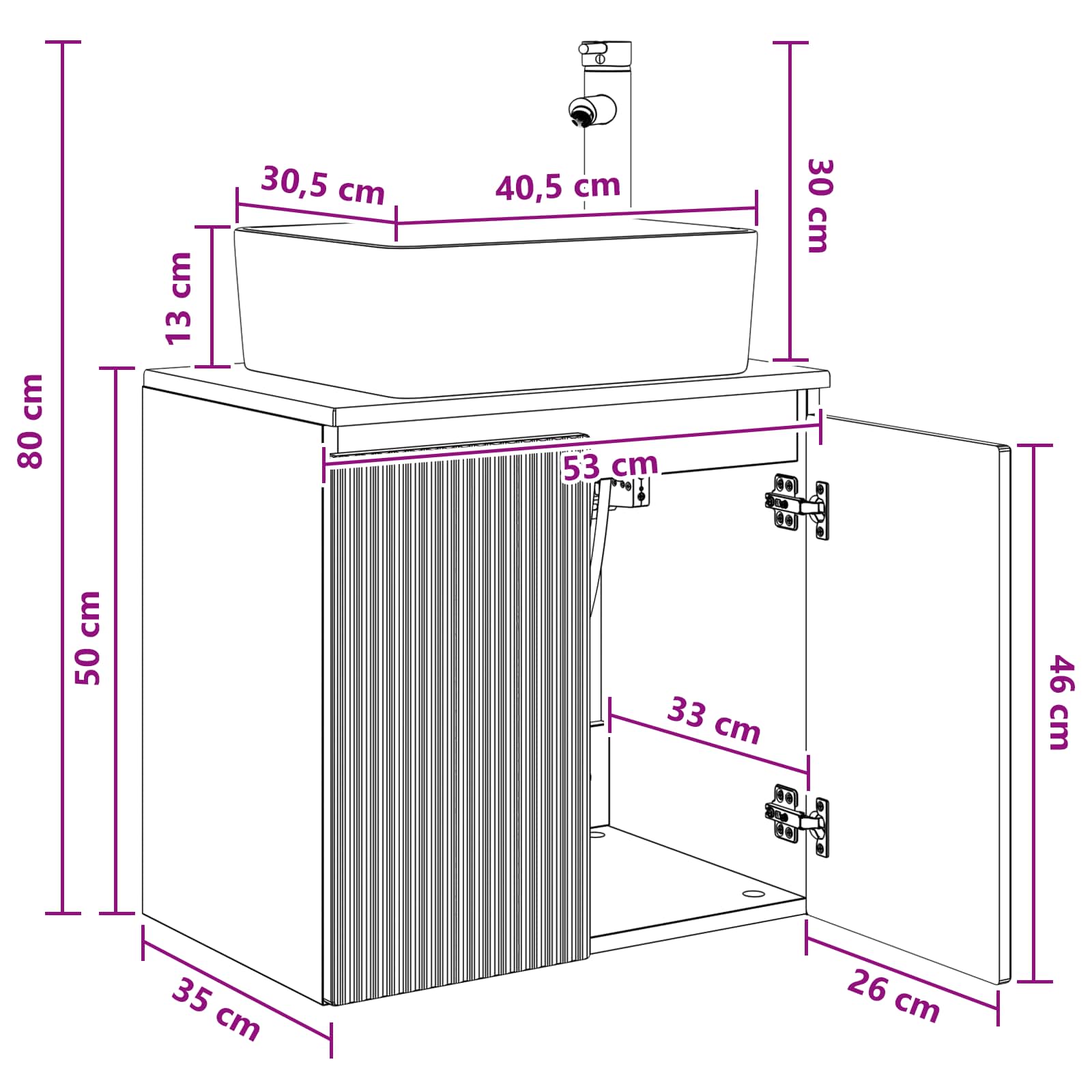 Umivaonik s policom Betonska siva 53 x 35 x 63 cm