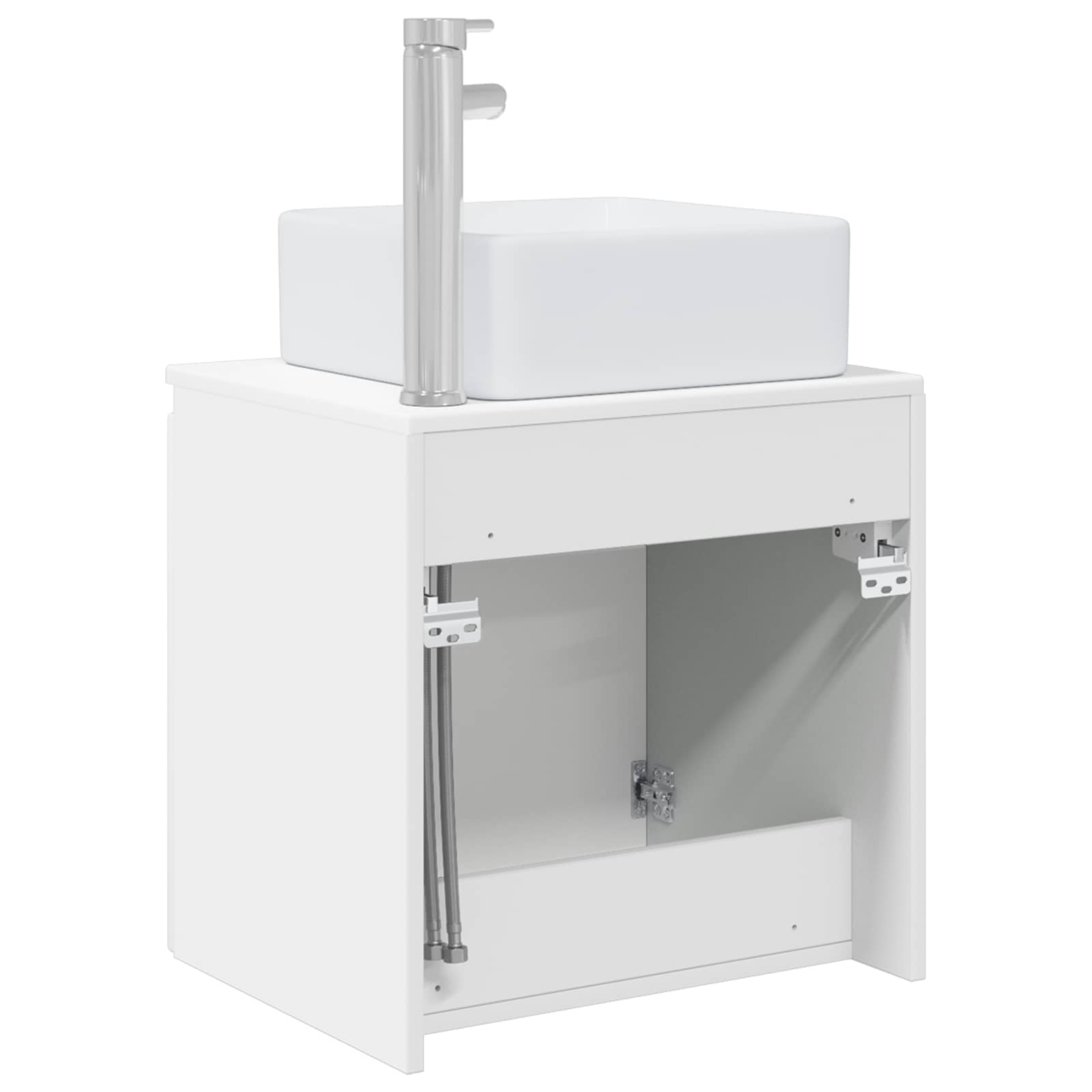 Umivaonik s policom Bijela visokog sjaja 53 x 35 x 63 cm