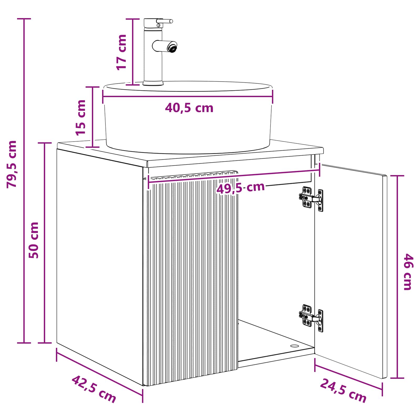 Umivaonik s policom Hrast artisan 49,5 x 44,5 x 65 cm