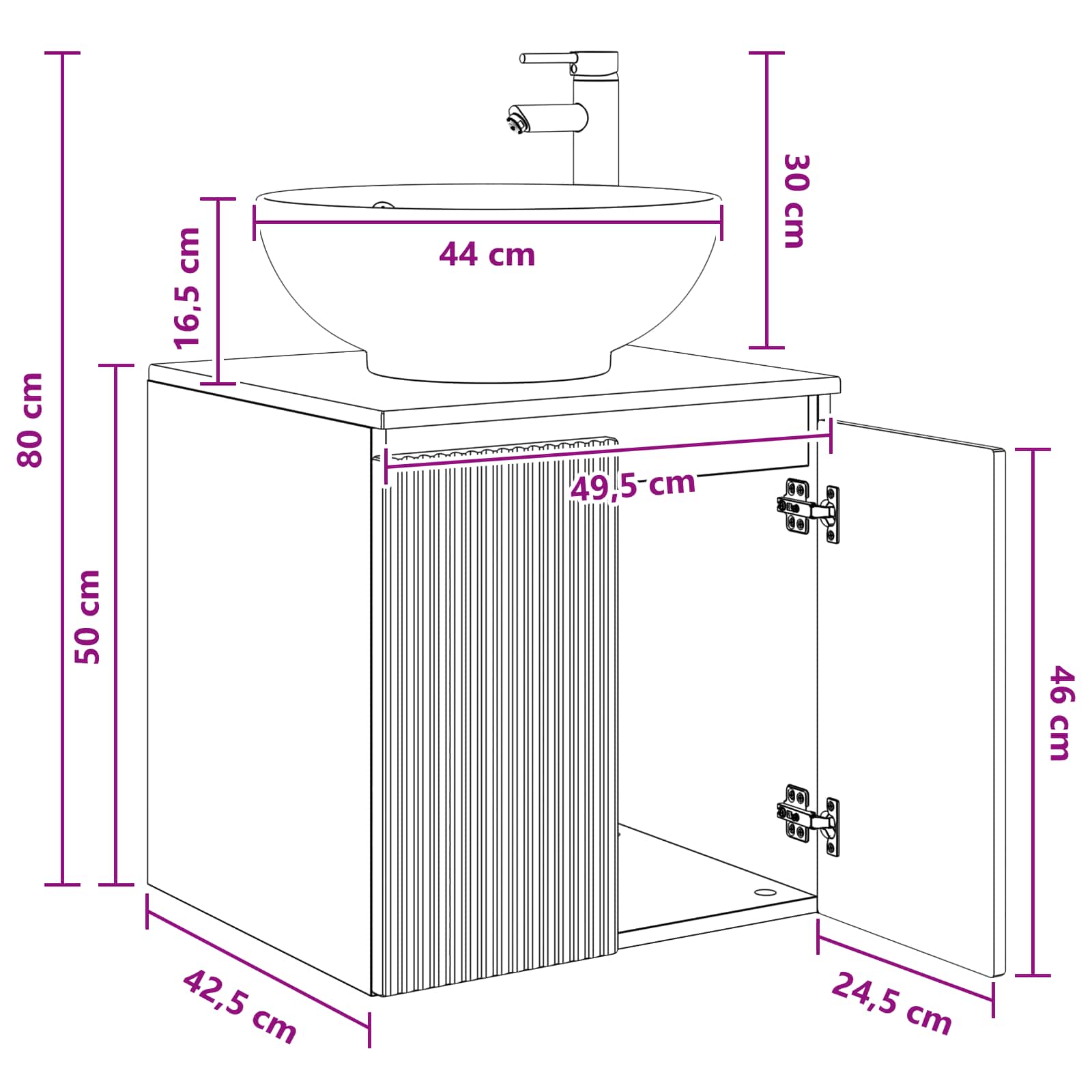 Umivaonik s policom Hrast artisan 49,5 x 44,5 x 65 cm