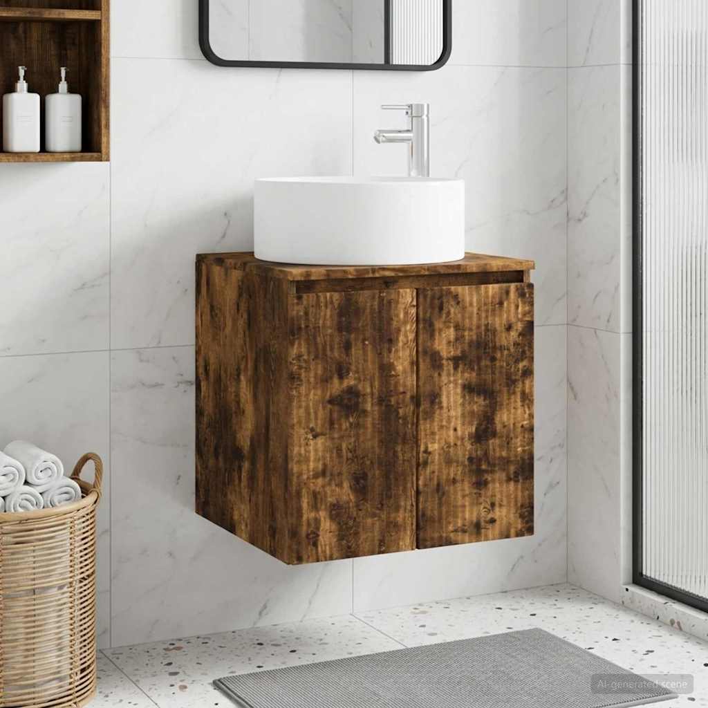 Umivaonik s policom za zid Dimljeni hrast 49,5 x 44,5 x 65,5 cm