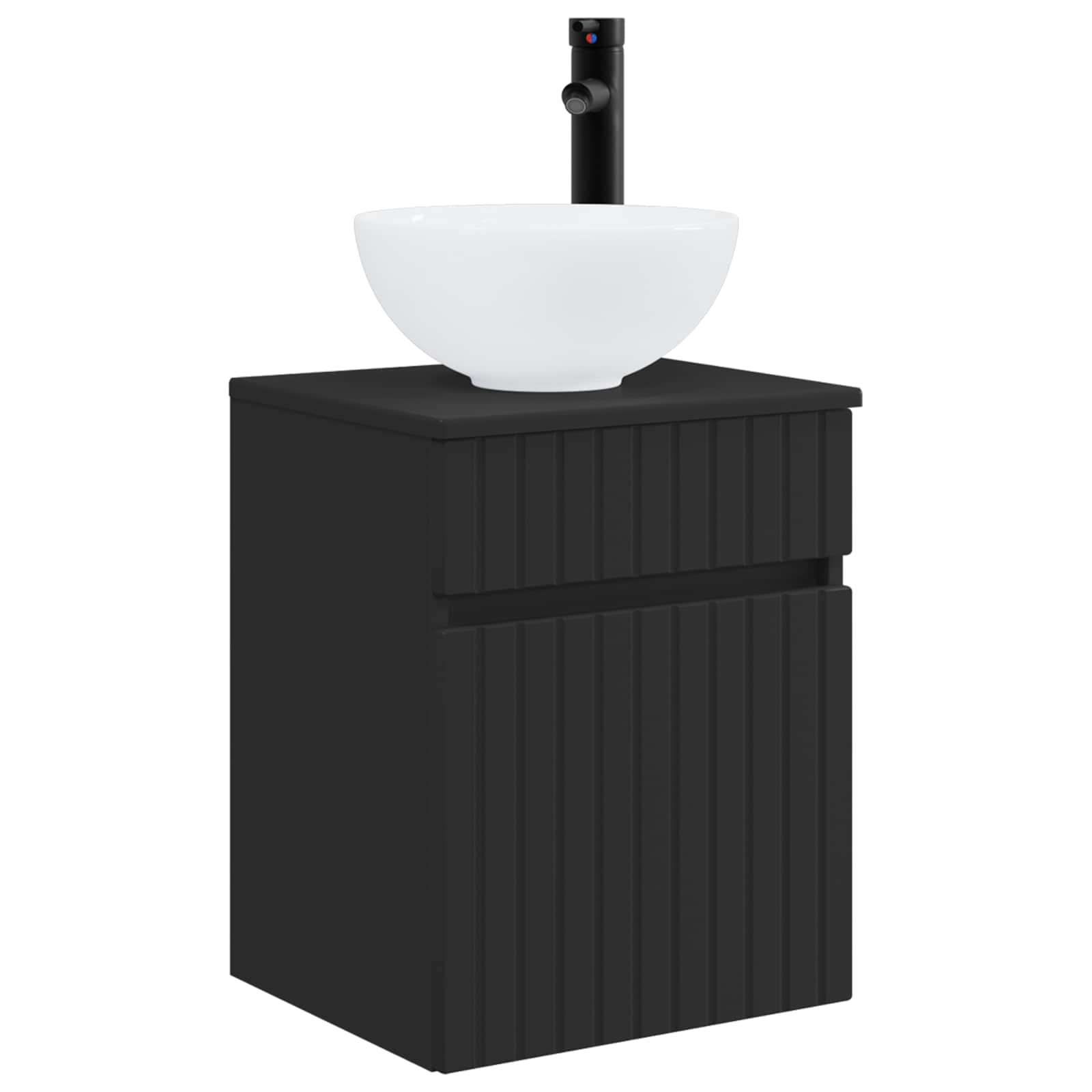 Umivaonik s policom za zid Crna 39 x 35 x 63 cm