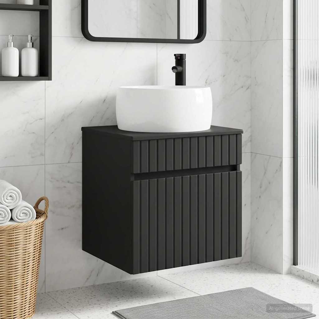 Umivaonik s policom za zid Crna 49 x 44,5 x 66 cm