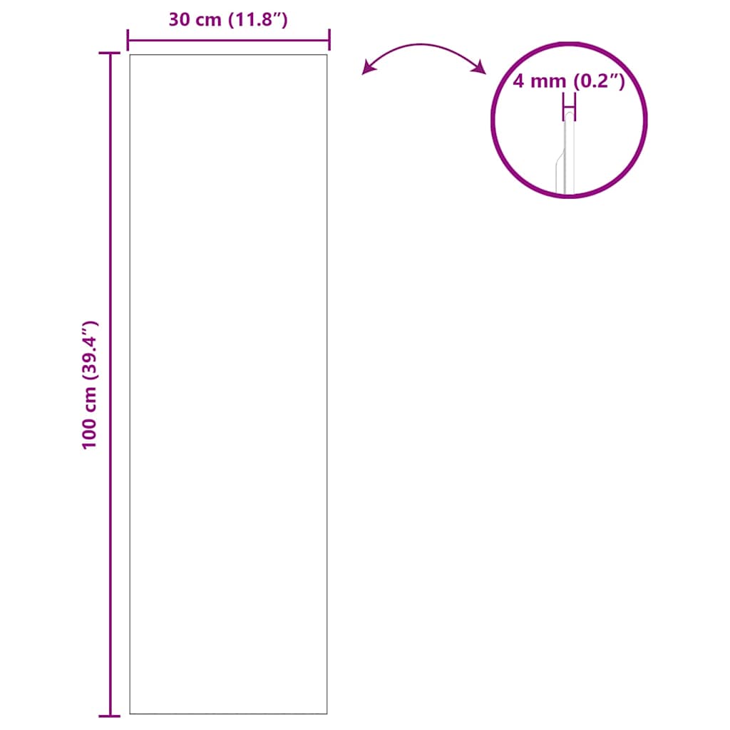 Zidno ogledalo Pravokutni 30 x 100 cm Staklo otporno na udarce