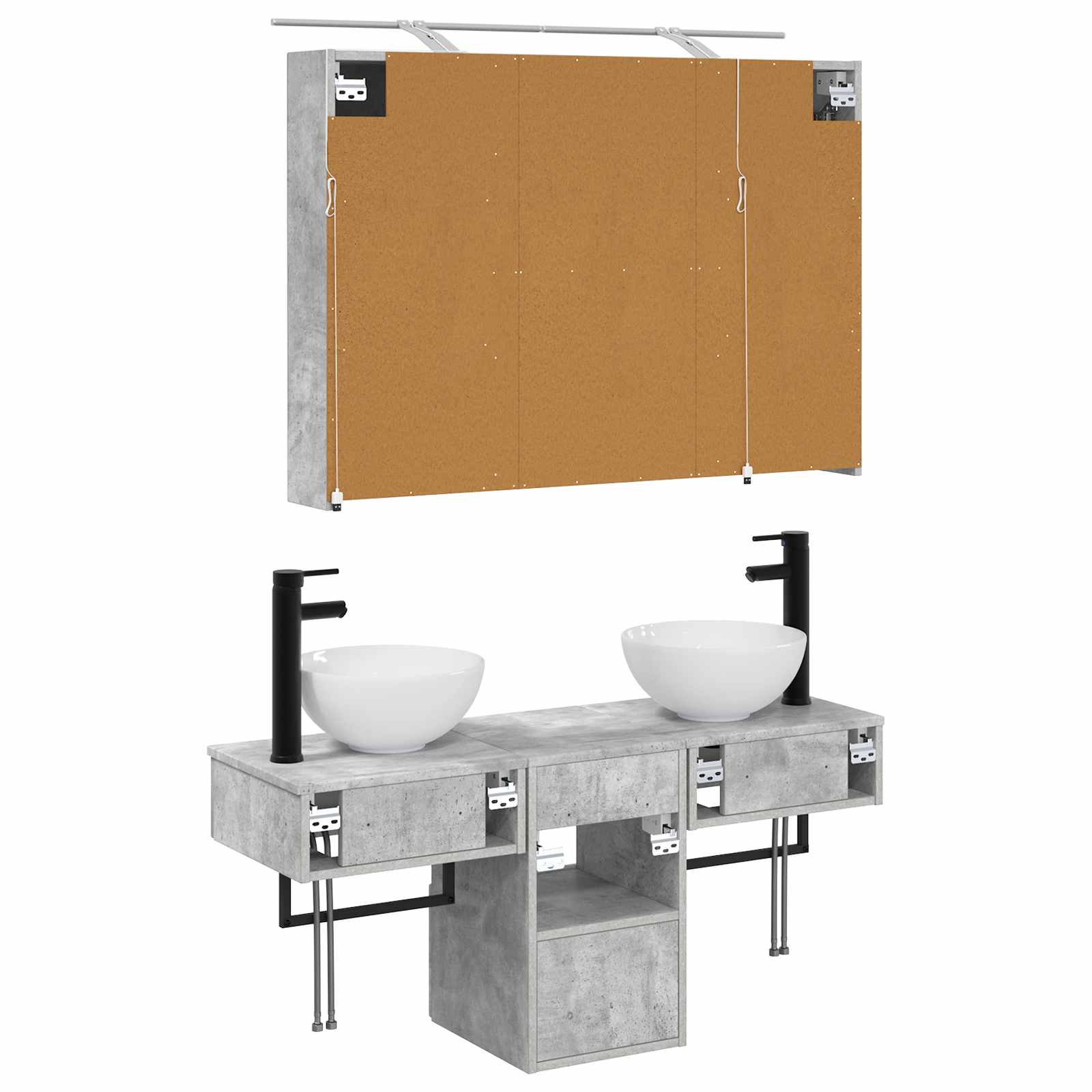 Set ormarića za kupaonicu 4 pcs Betonska siva