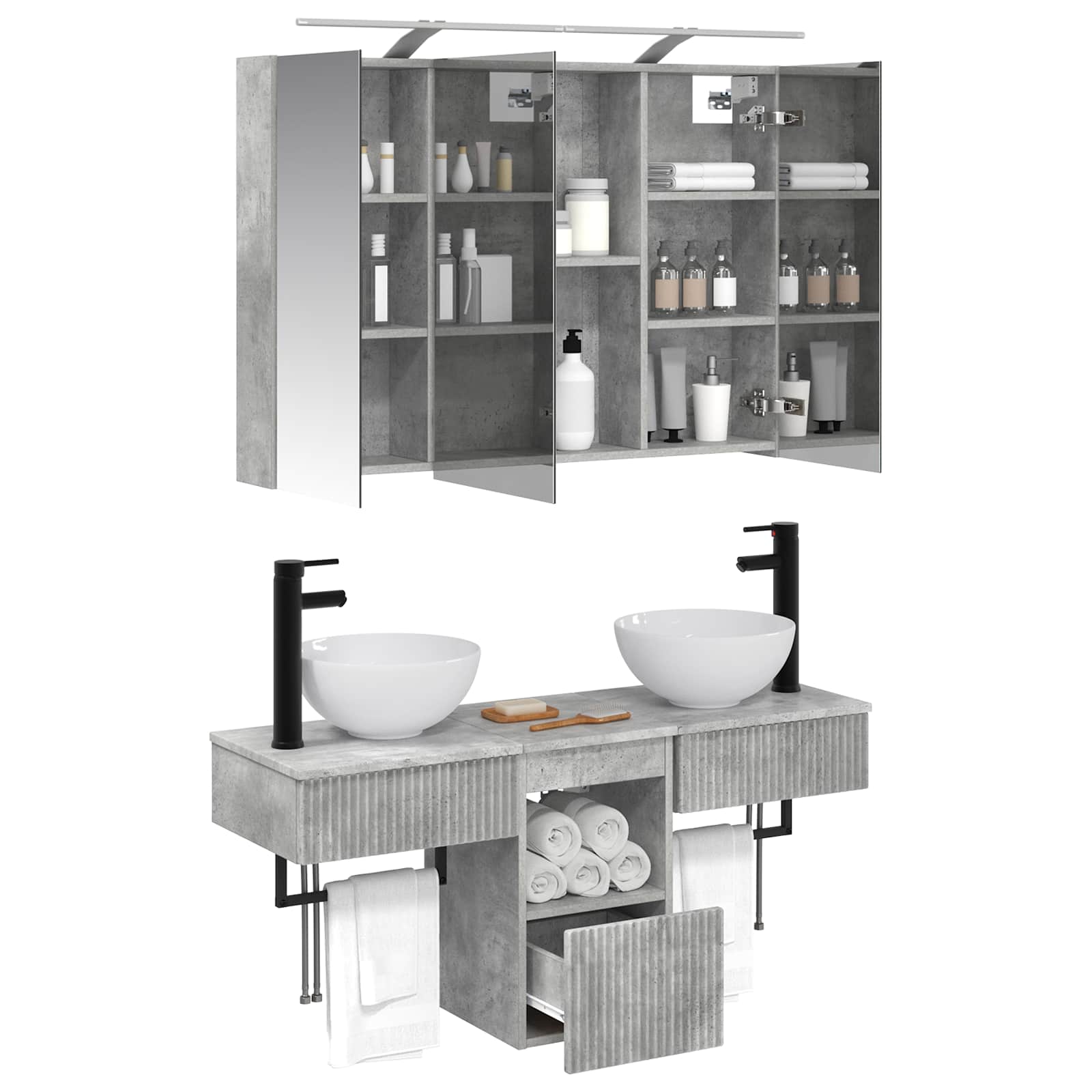 Set ormarića za kupaonicu 4 pcs Betonska siva
