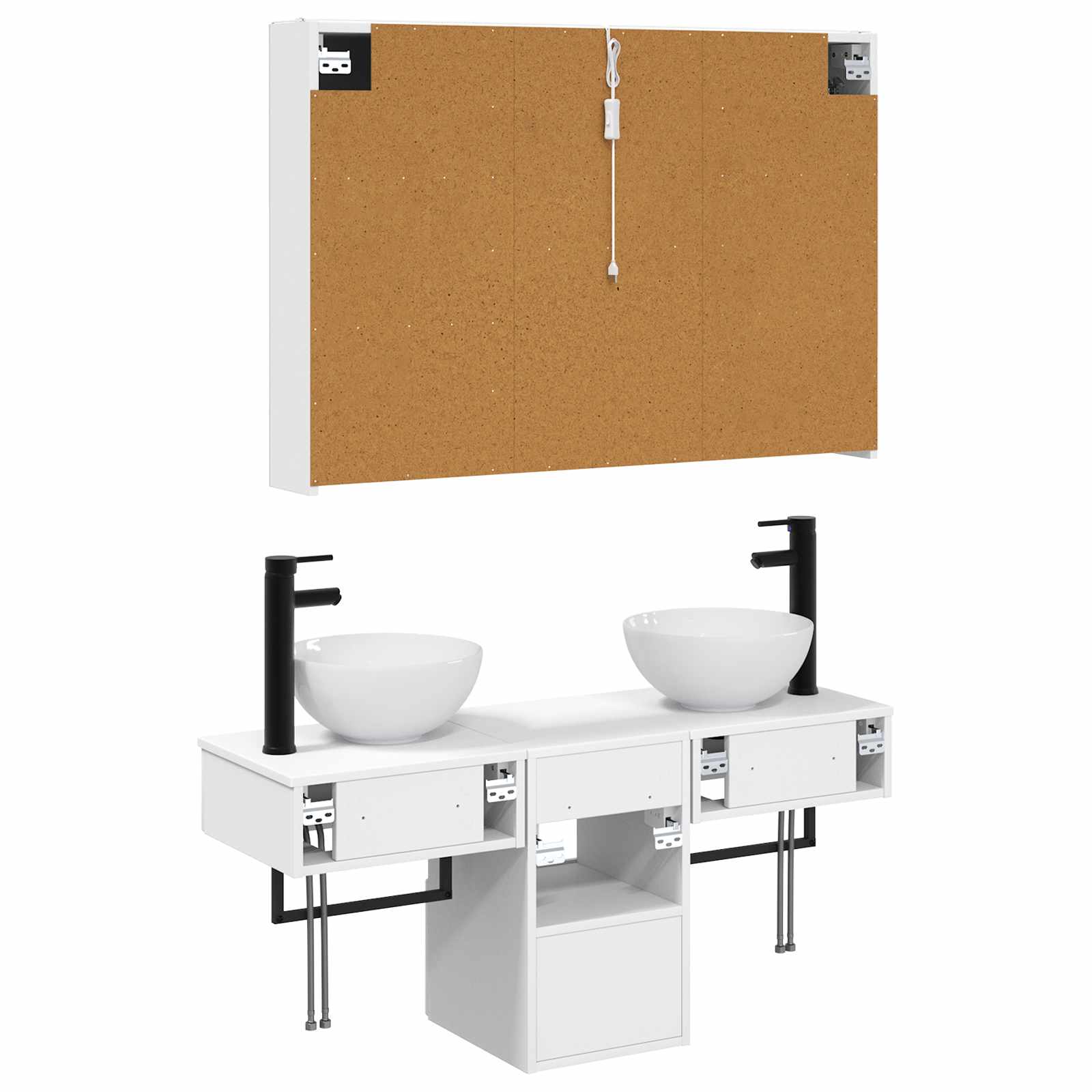 Set ormarića za kupaonicu 4 pcs Bijela 103,5 x 15,5 x 70 cm