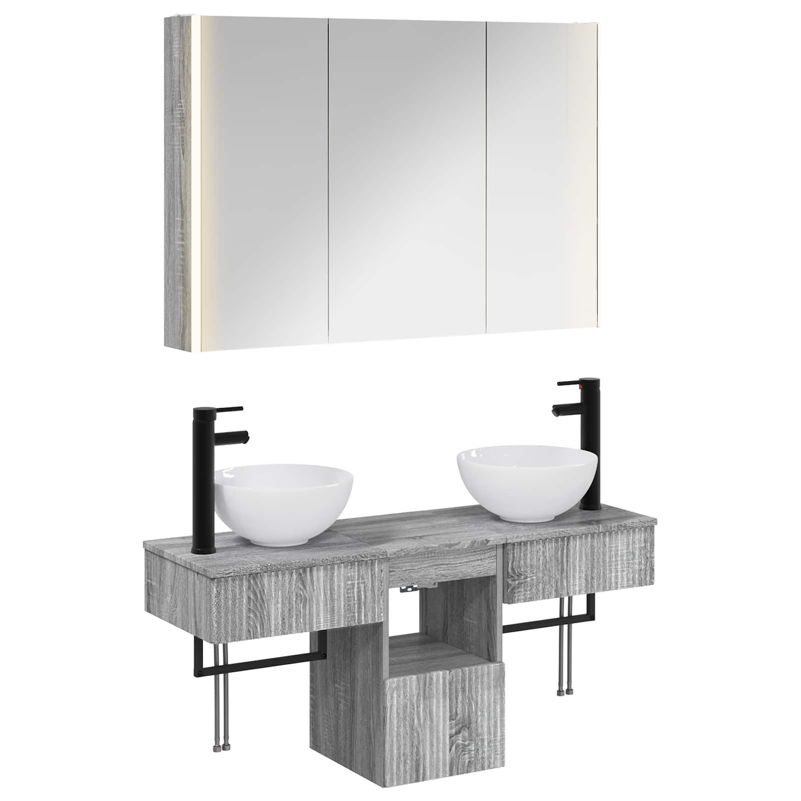 Set ormarića za kupaonicu 4 pcs Siva Sonoma