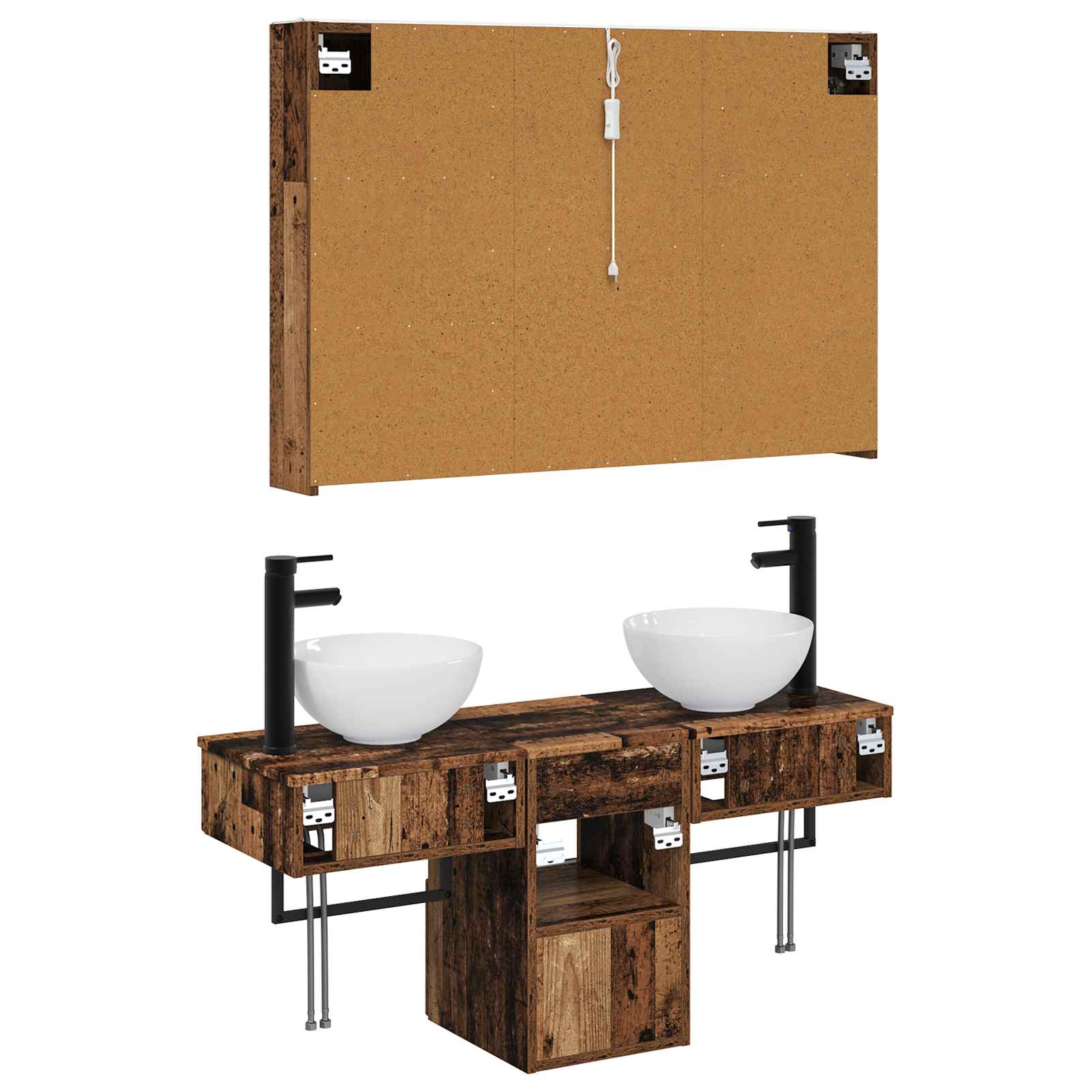 Set ormarića za kupaonicu 4 pcs Staro drvo 103,5 x 15,5 x 70 cm