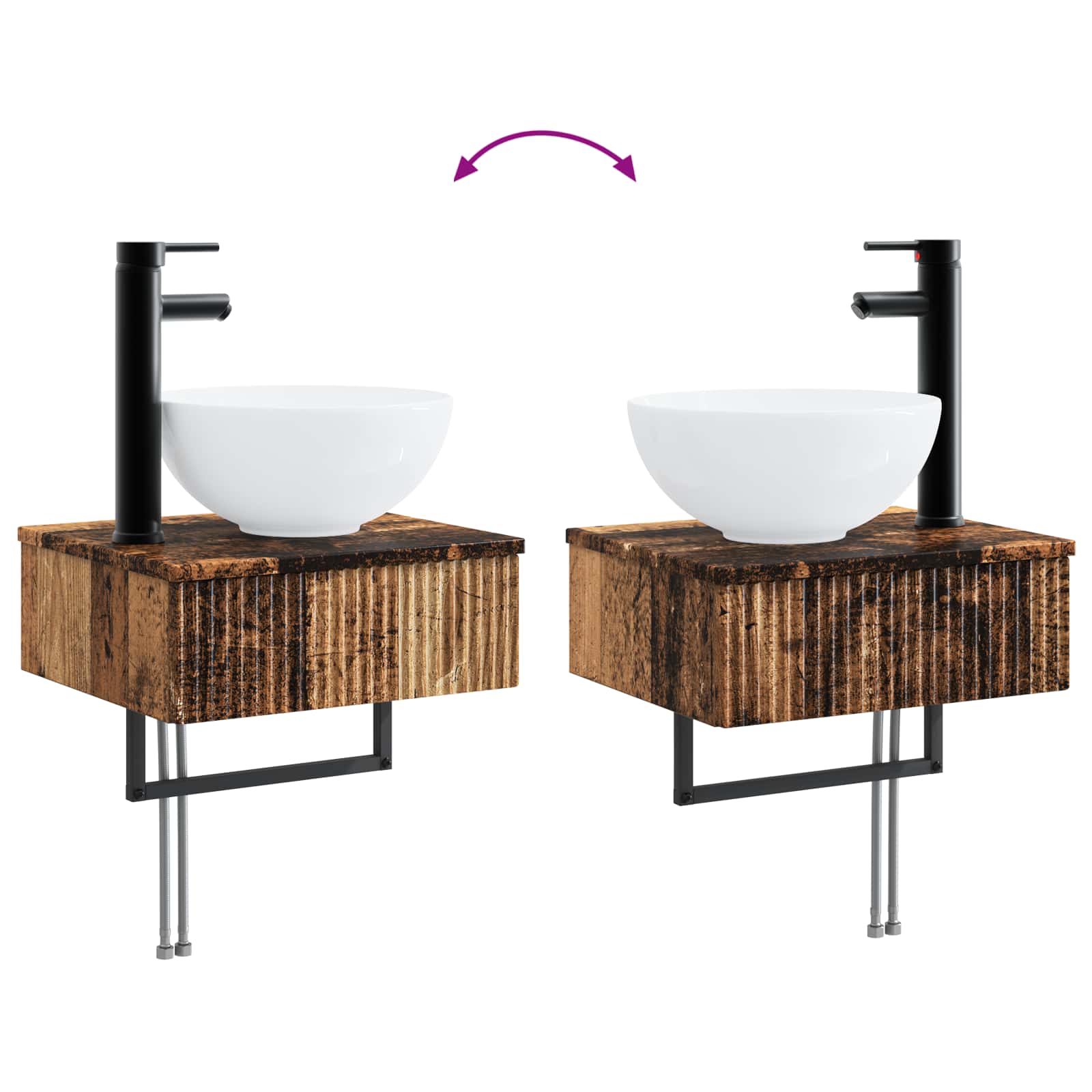Set ormarića za kupaonicu 4 pcs Staro drvo 103,5 x 15,5 x 70 cm