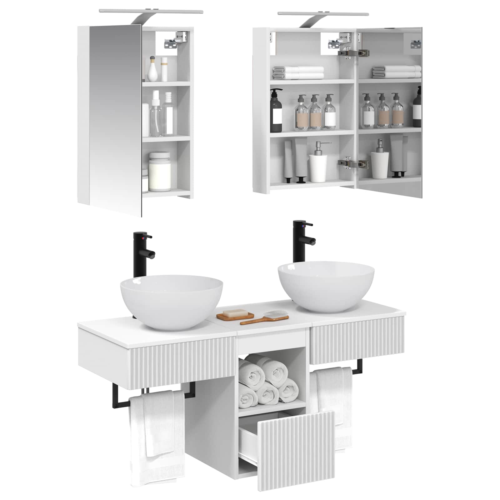 Set ormarića za kupaonicu 5 pcs Bijela 40 x 10,5 x 60,5 cm