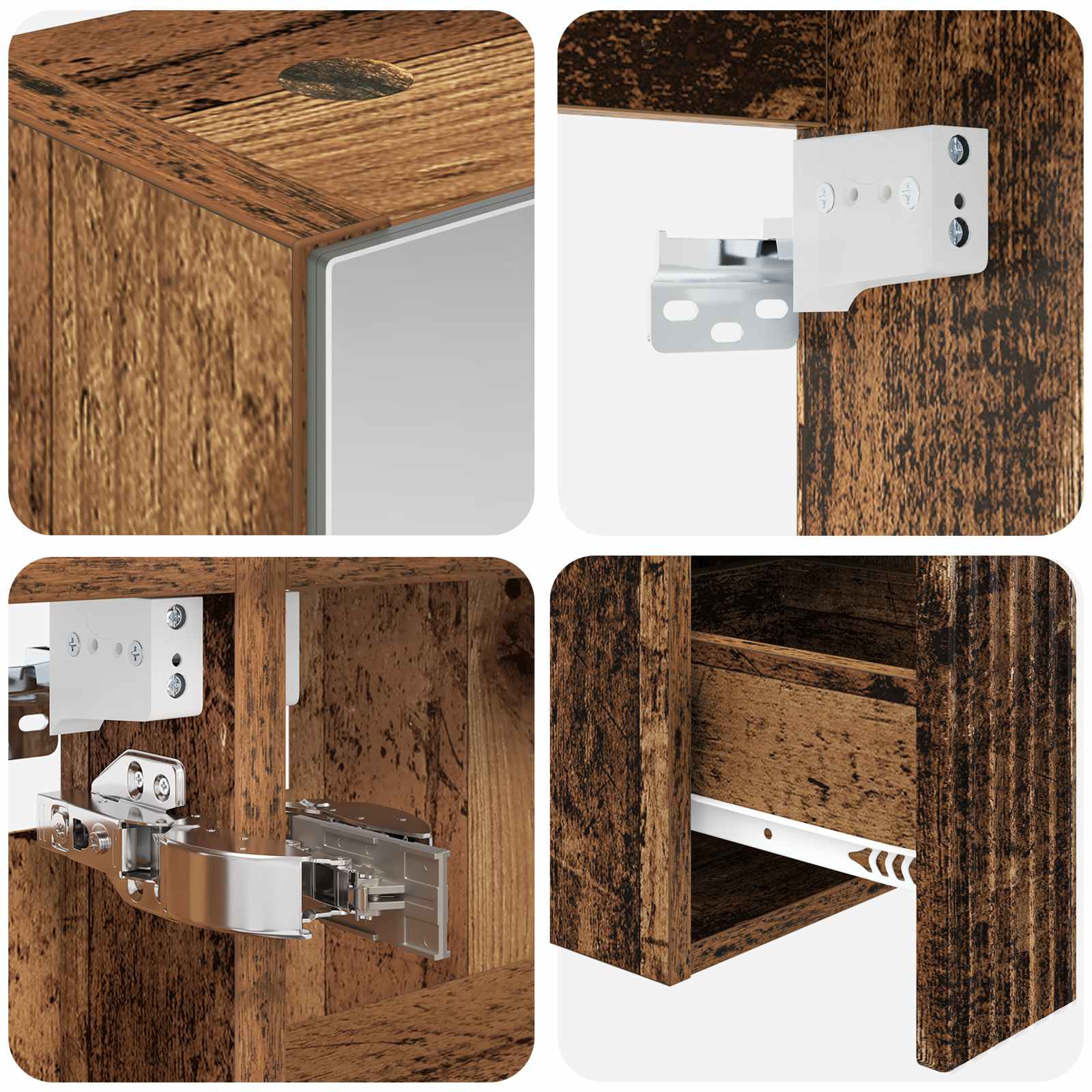 Set ormarića za kupaonicu 5 pcs Staro drvo 40 x 10,5 x 60,5 cm