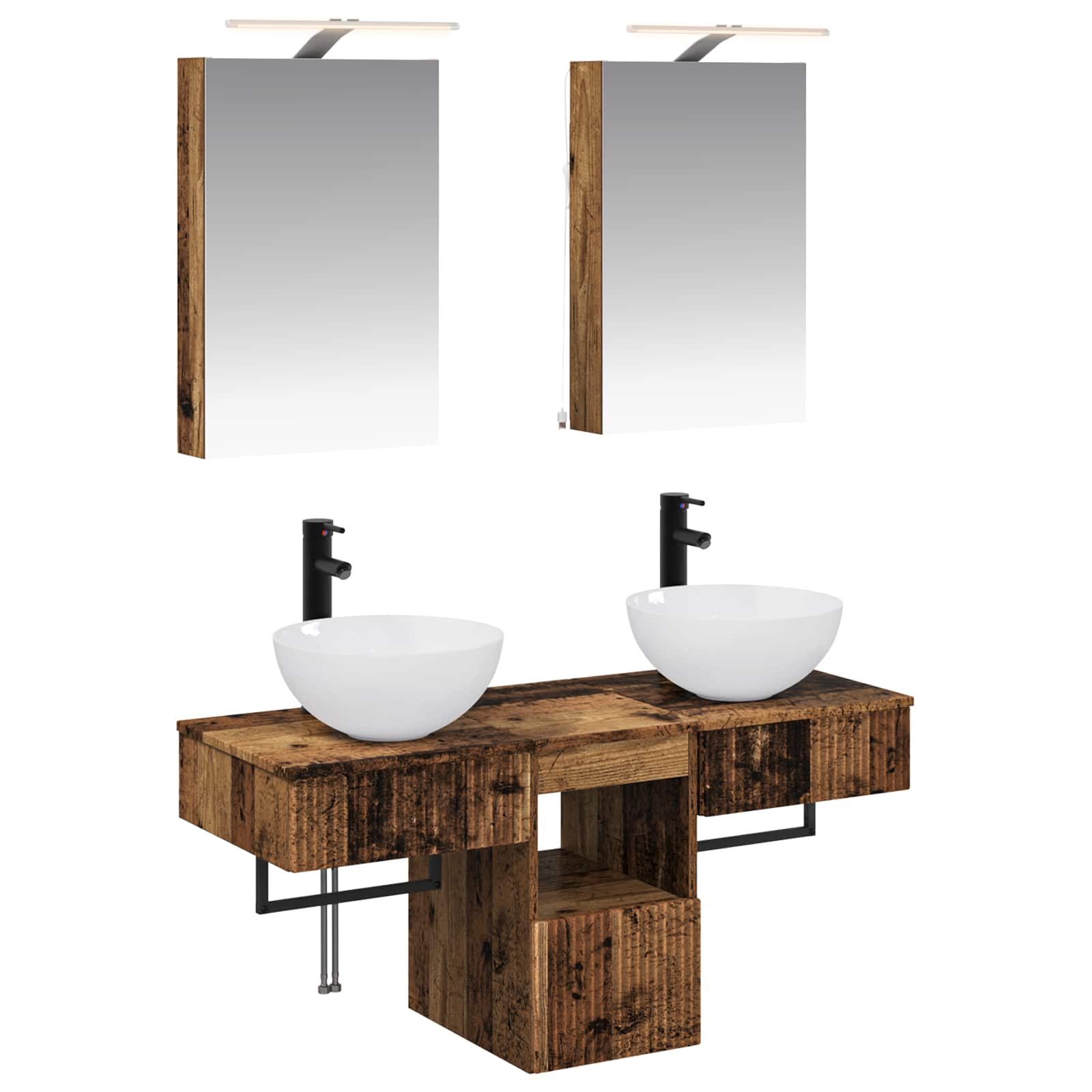 Set ormarića za kupaonicu 5 pcs Staro drvo 40 x 10,5 x 60,5 cm