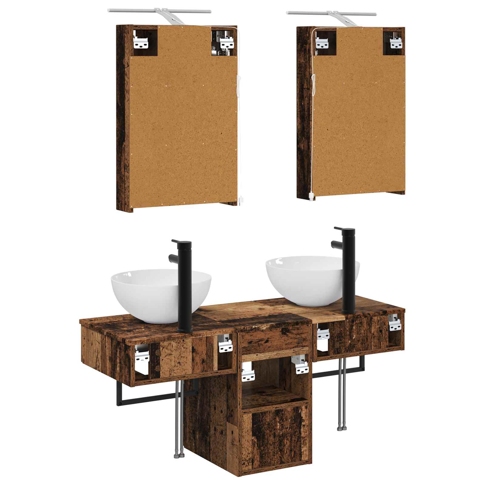 Set ormarića za kupaonicu 5 pcs Staro drvo 40 x 10,5 x 60,5 cm
