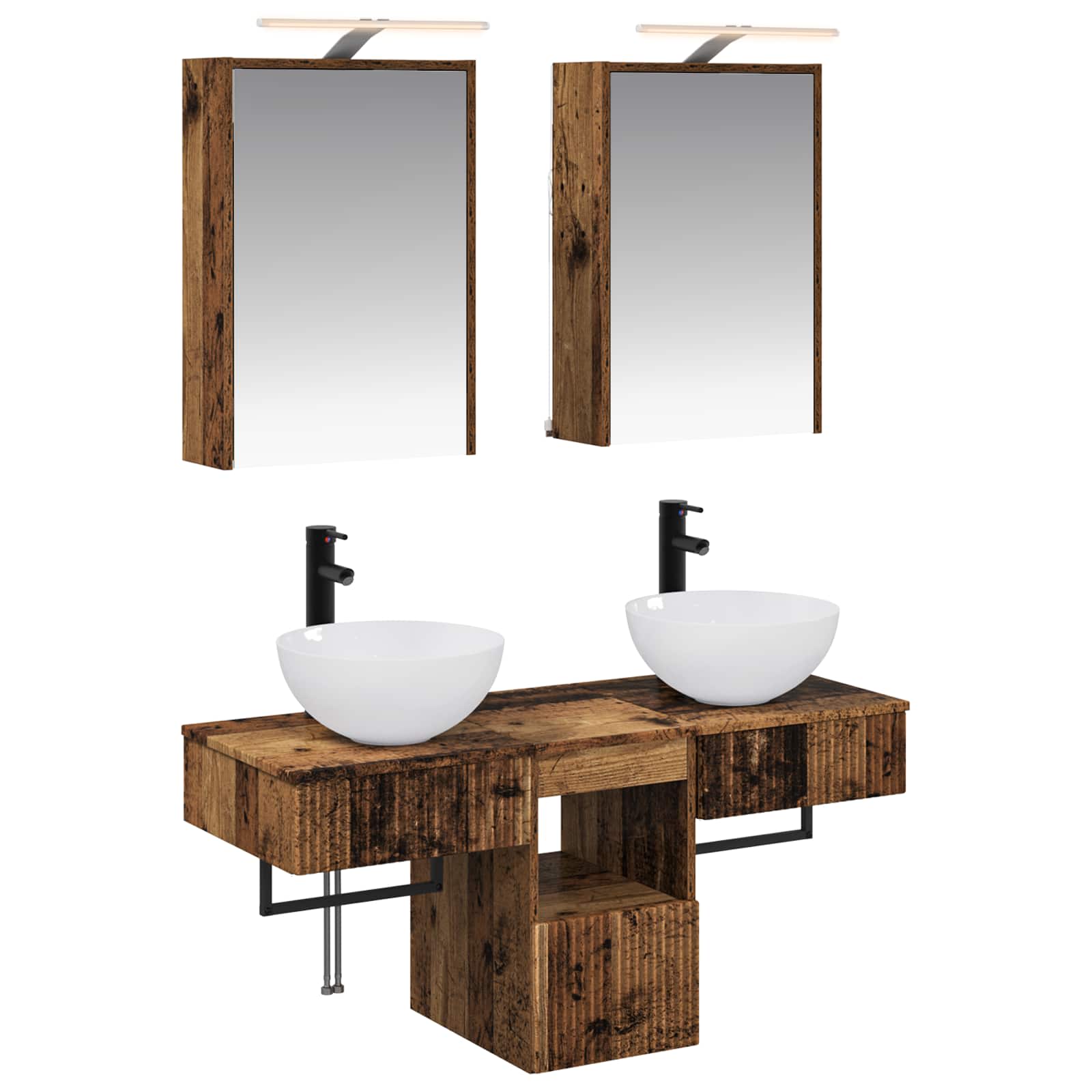 Set ormarića za kupaonicu 5 pcs Staro drvo 43 x 16 x 62,5 cm