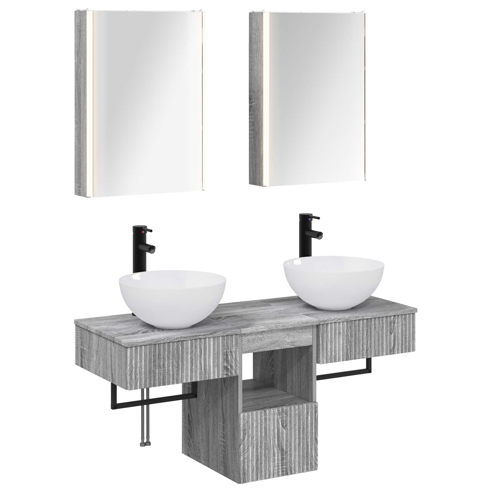 Set ormarića za kupaonicu 5 pcs Siva Sonoma 43 x 11,5 x 60,5 cm