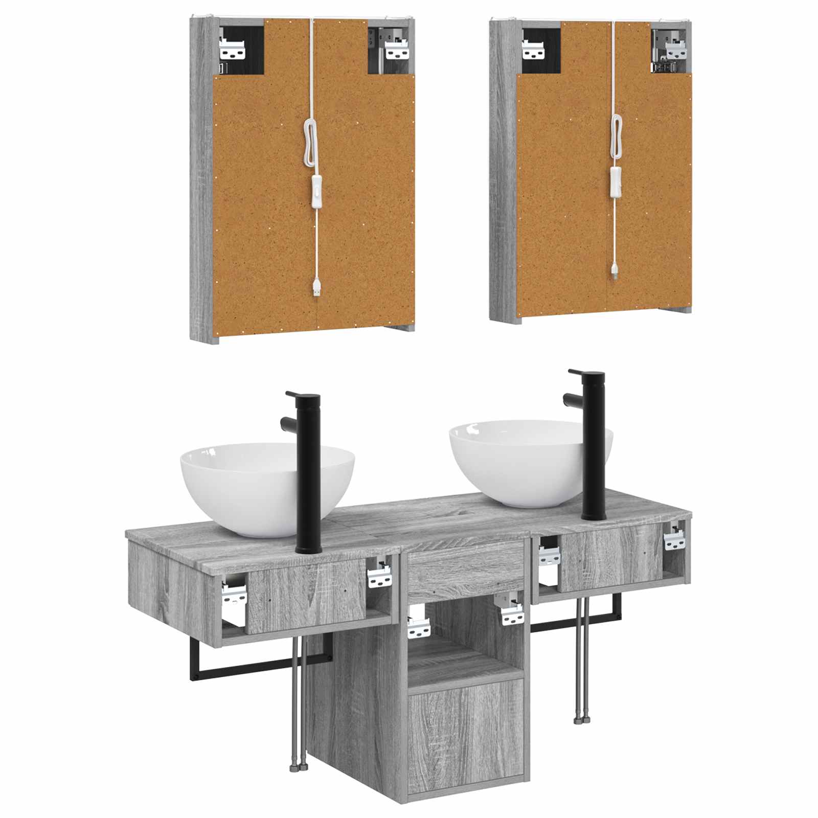 Set ormarića za kupaonicu 5 pcs Siva Sonoma 43 x 11,5 x 60,5 cm