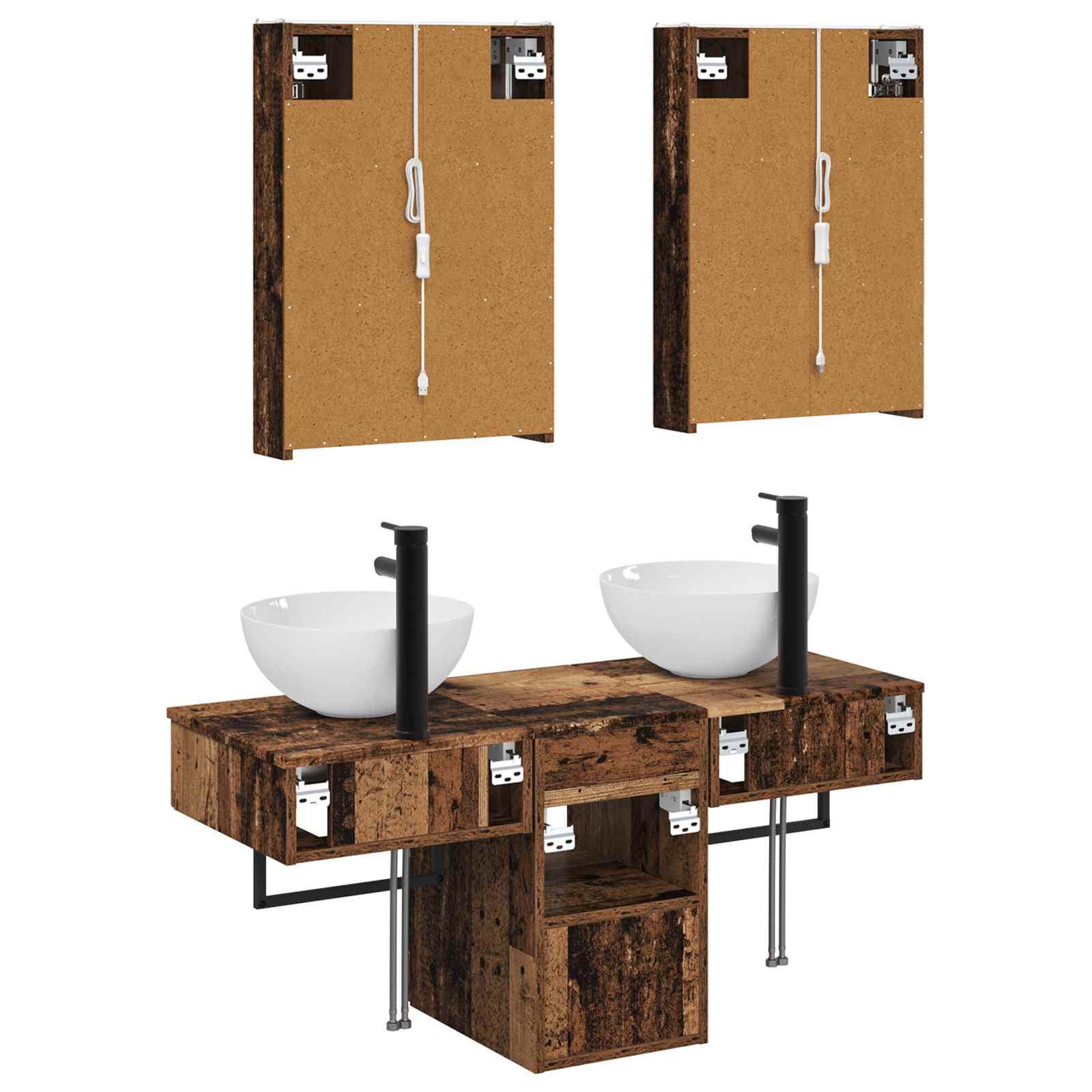 Set ormarića za kupaonicu 5 pcs Staro drvo 43 x 11,5 x 60,5 cm